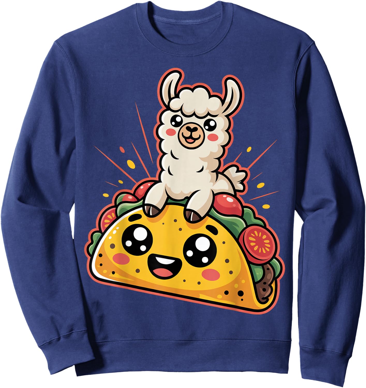 Cute Taco With Llama Vibes Sweatshirt - Sweatshirt | Navy