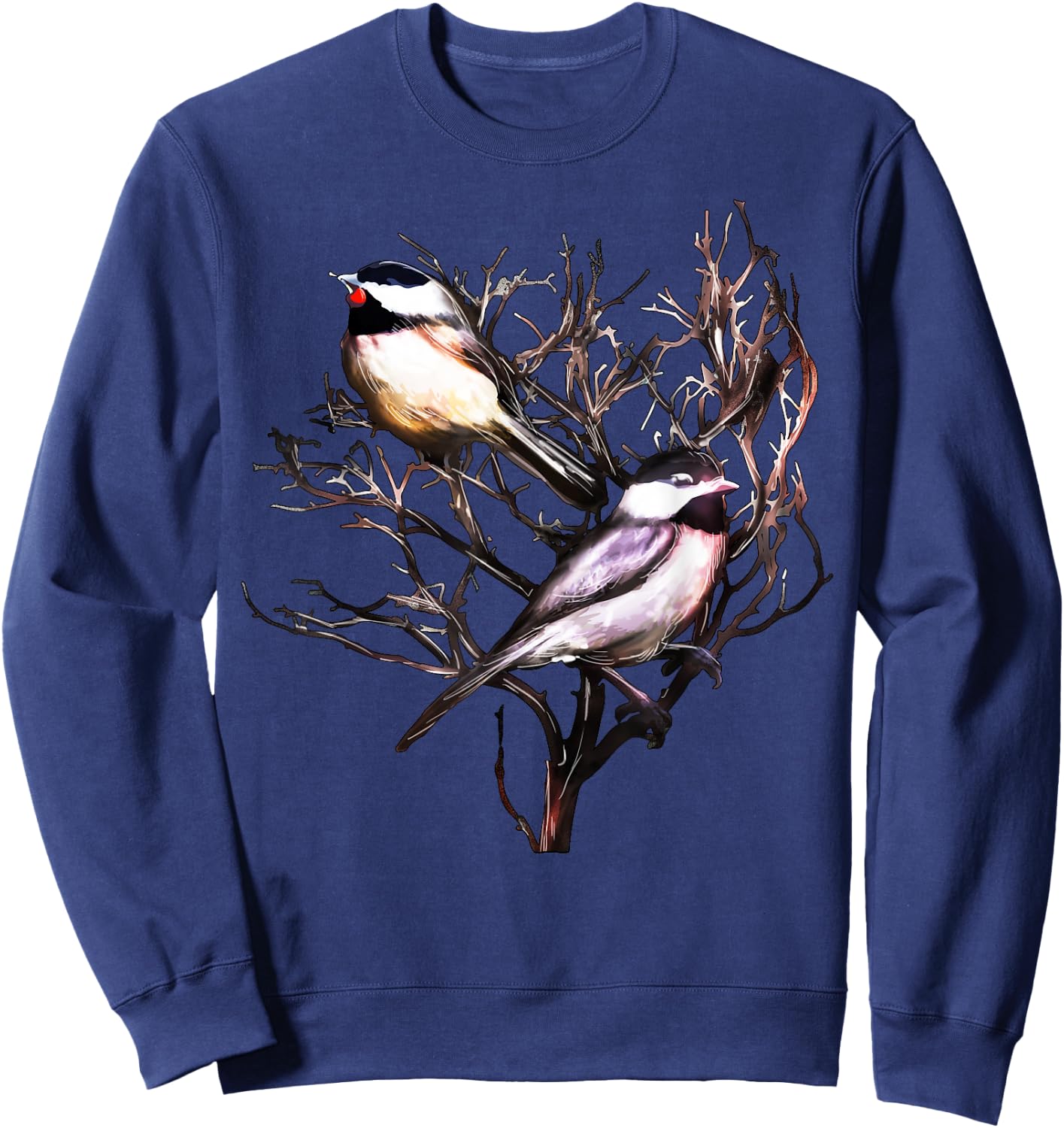 Cute Black Capped Chickadees in Branches Sweatshirt - Sweatshirt | Navy