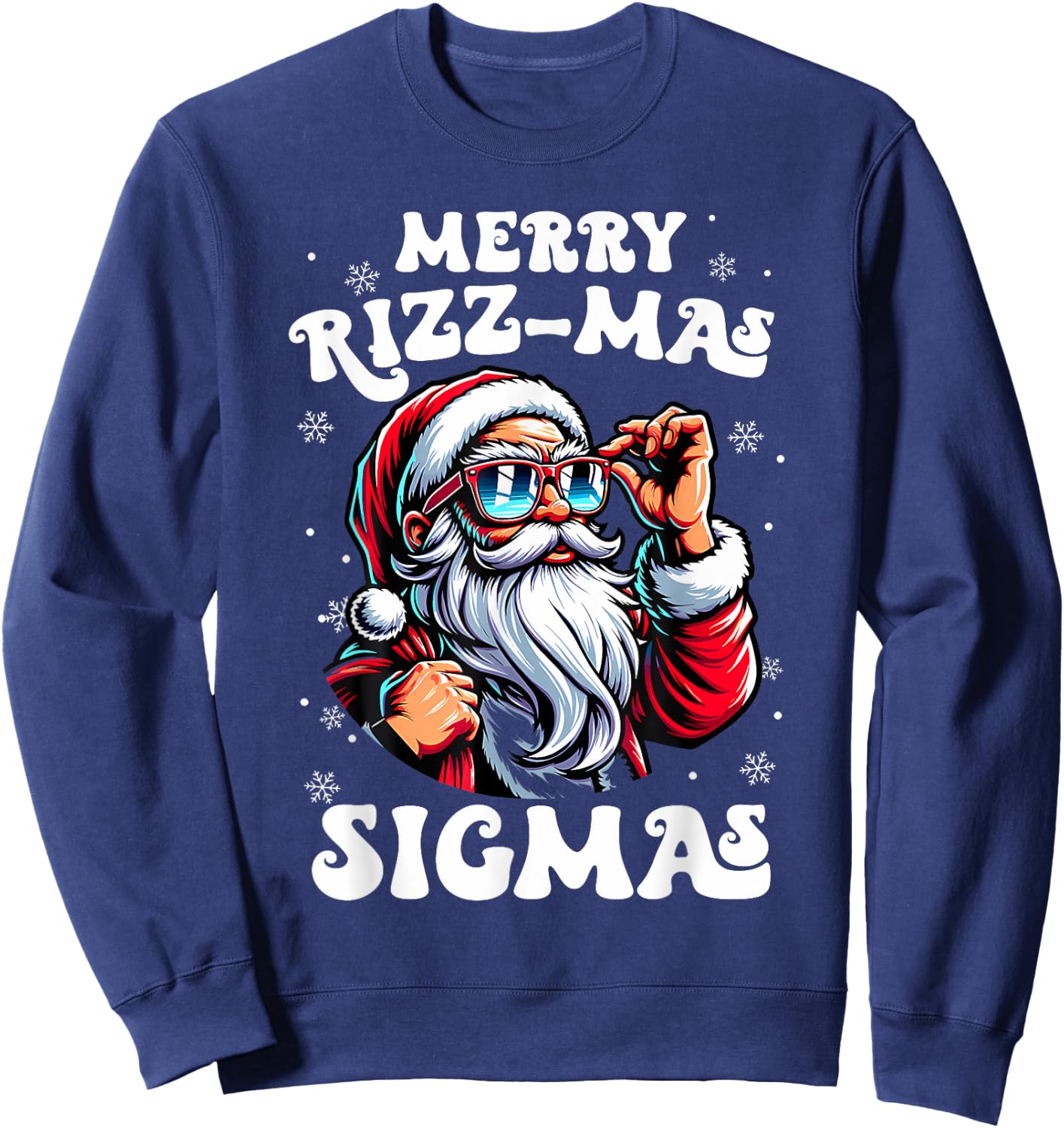 Merry Rizz Mas Sigmas Funny Gen Alpha X-Mas Santa Christmas Sweatshirt - Sweatshirt | Navy