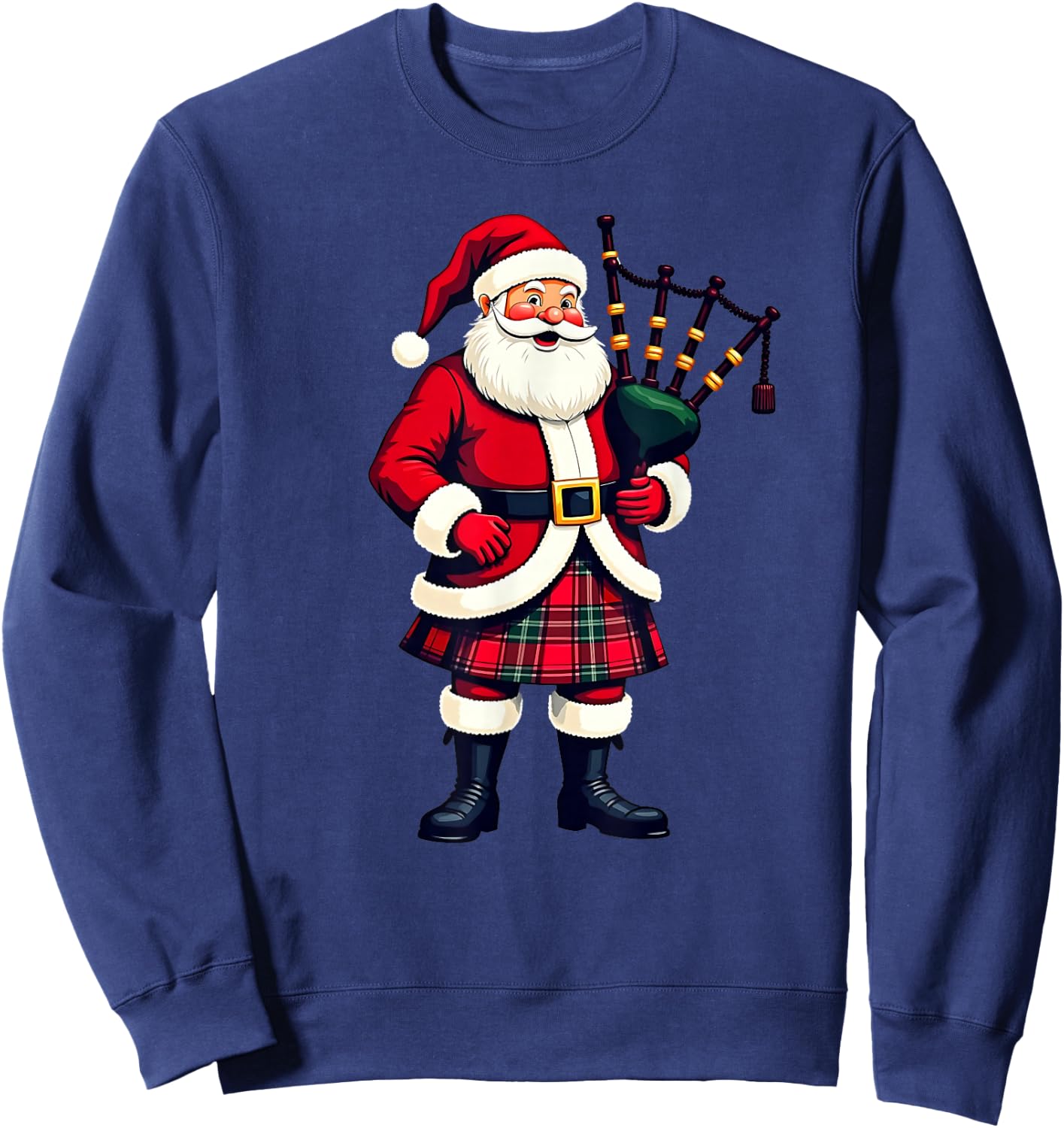 Scottish Santa Playing Bagpipe Christmas , Black, S Sweatshirt - Sweatshirt | Navy