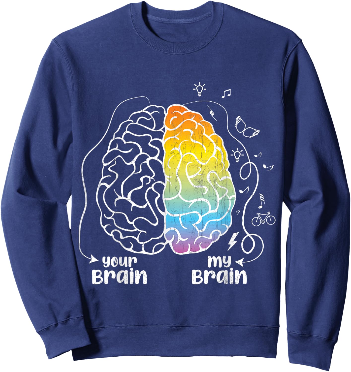Your Brain My Brain ADHS Awareness Orange Ribbon Grafik Sweatshirt - Sweatshirt | Navy
