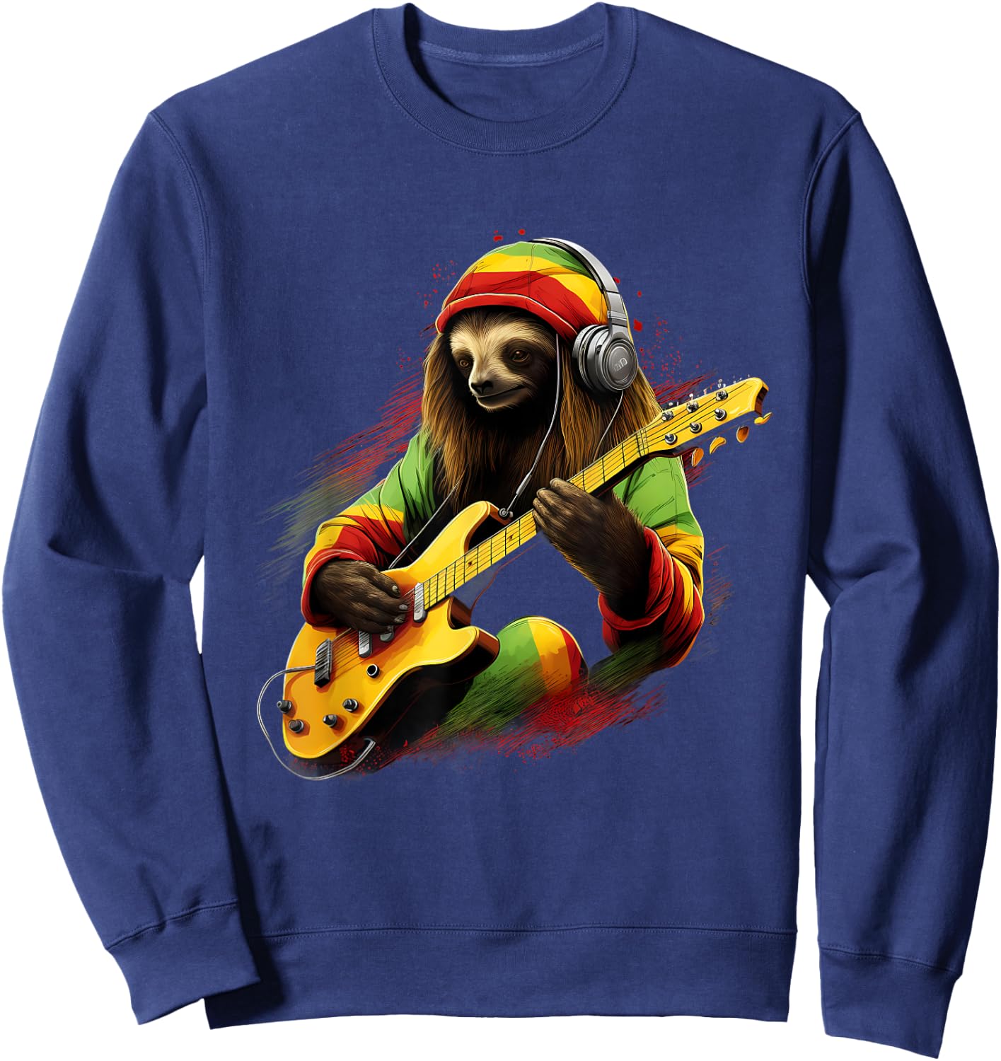 Reggae Music Jamaica Hippie Rastafari Rasta Reggae Sloth Sweatshirt - Sweatshirt | Navy