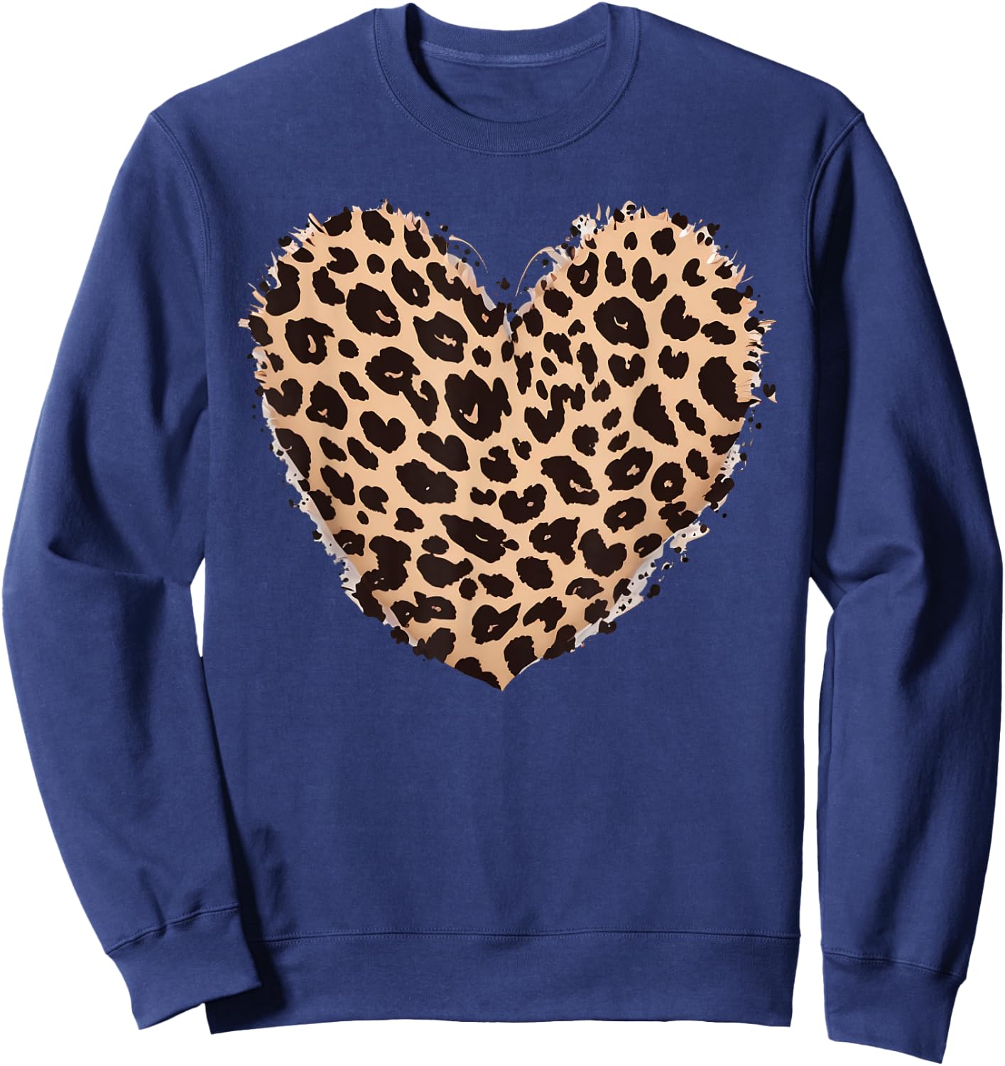 Cheetah Leopard Heart Girls Animal Print , black Sweatshirt - Sweatshirt | Navy