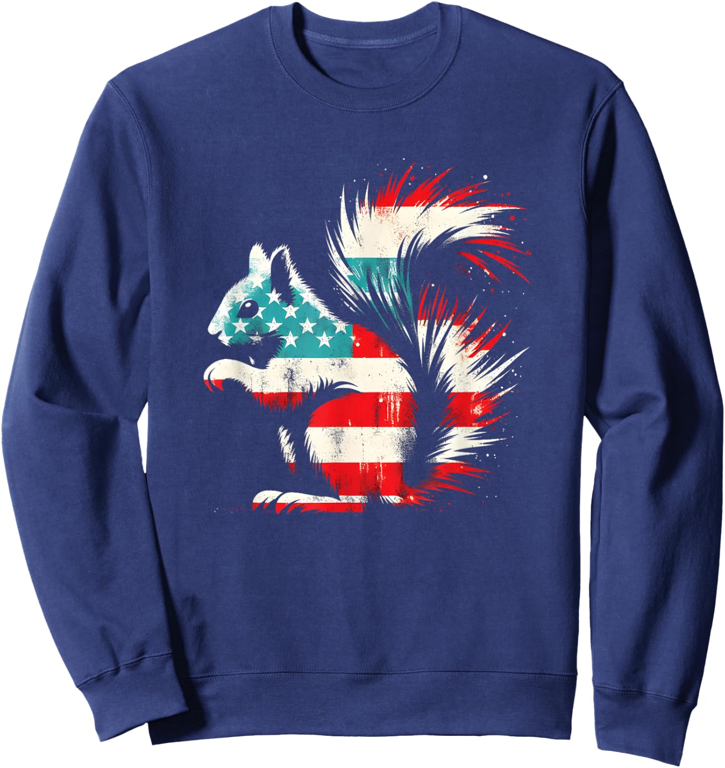 Squirrel American Flag - Patriotic USA Squirrel Rodent Lover Sweatshirt - Sweatshirt | Navy