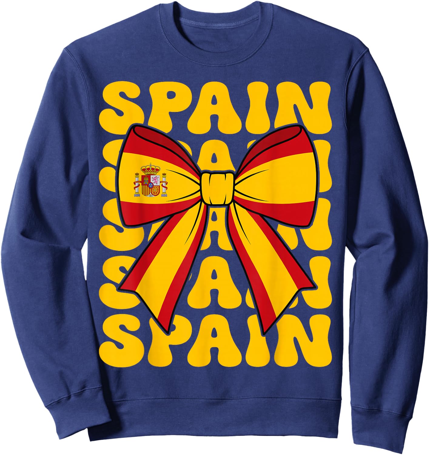 Spanish Girl Coquette Bow Spain Flag Cute Retro Groovy Spain Sweatshirt - Sweatshirt | Navy