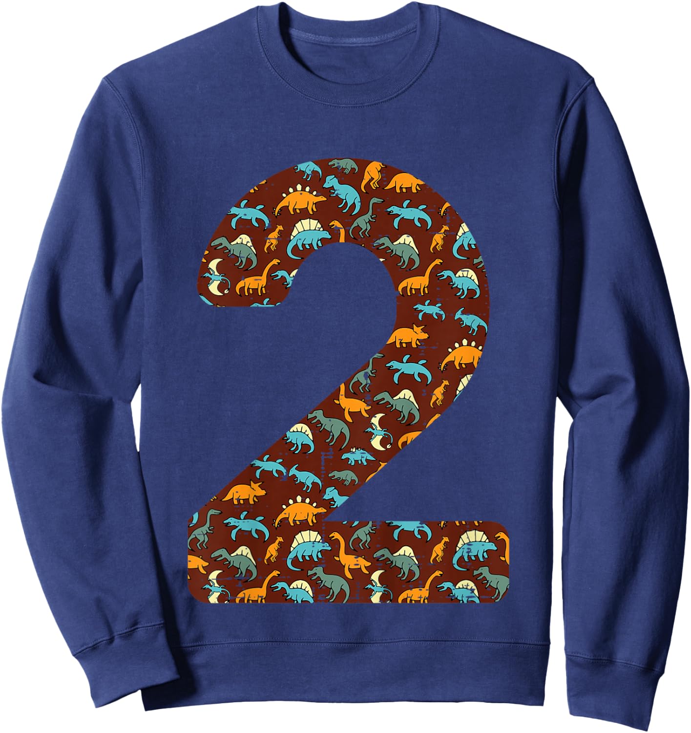 Kids 2nd Birthday 2 Dinosaurs Trex Two Year Bday Toddler Boys Kid Sweatshirt - Sweatshirt | Navy