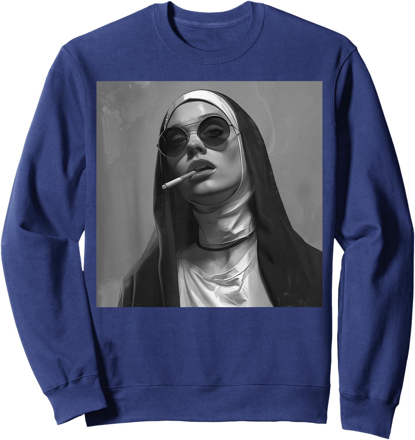 Hot nun smokes cigarette, Rebellious nun Sweatshirt - Sweatshirt | Navy