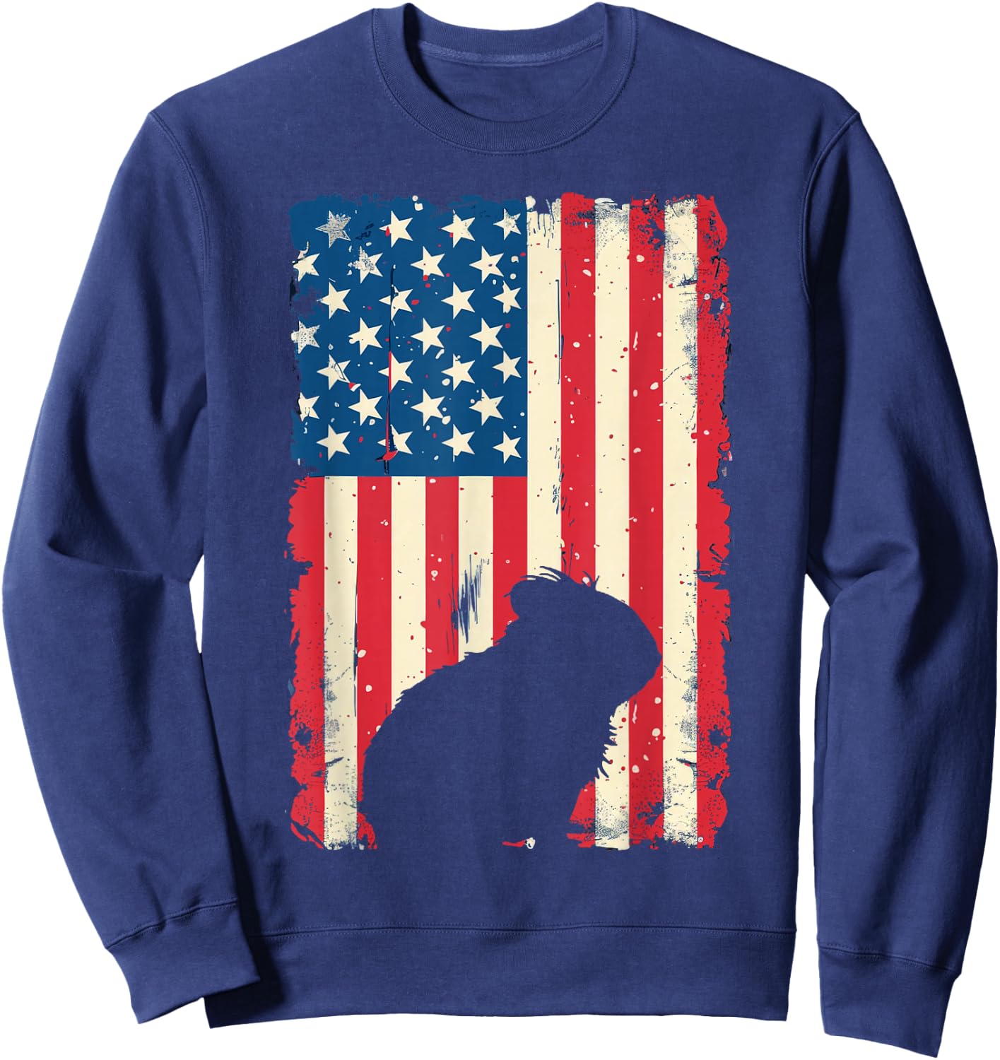 Patriotic Guinea Pig Animal 4th of July US American Flag Women Kids Men Sweatshirt - Sweatshirt | Navy