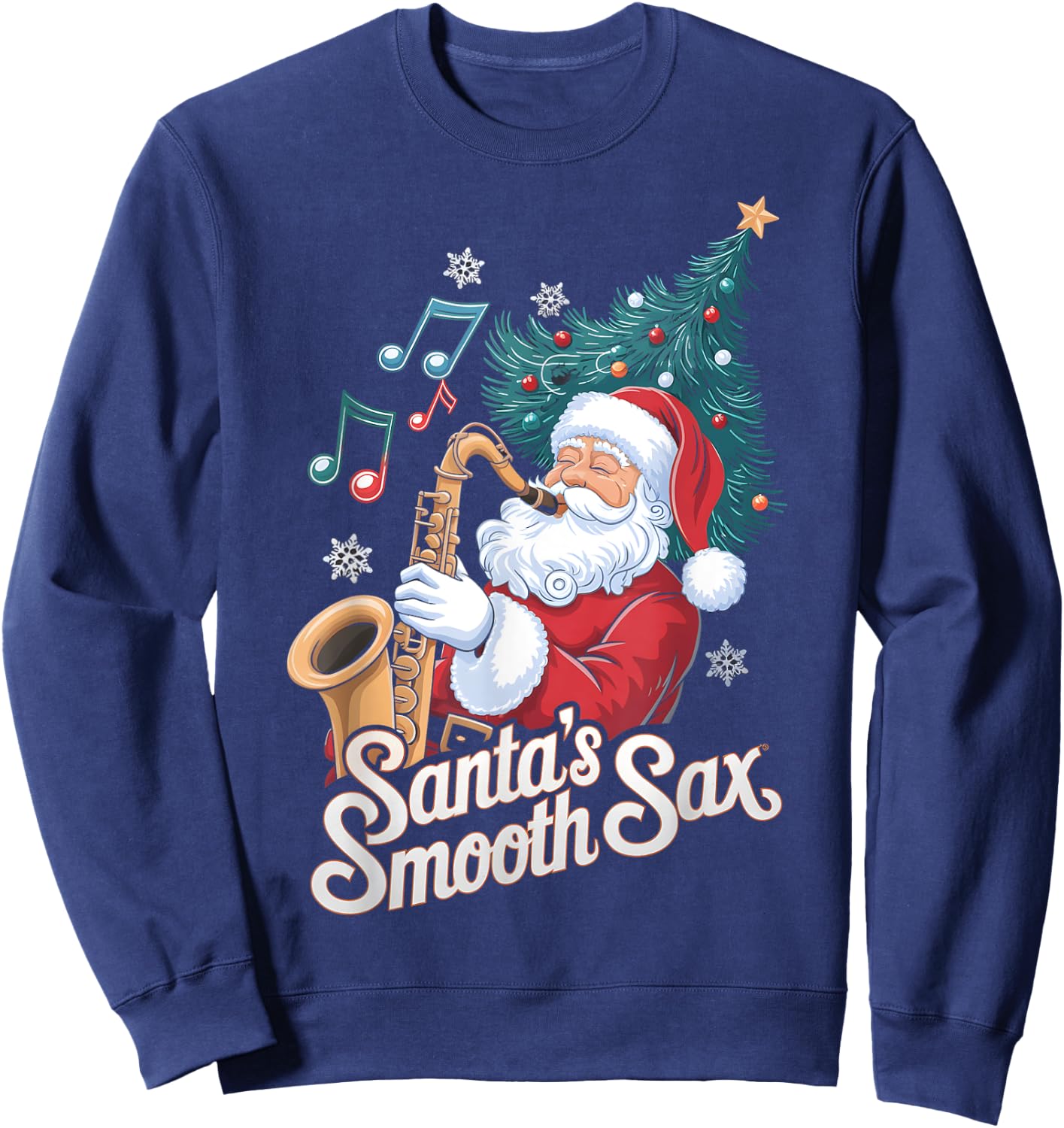Santas Smooth Sax Saxophone Santa Jazz Christmas Sweatshirt - Sweatshirt | Navy