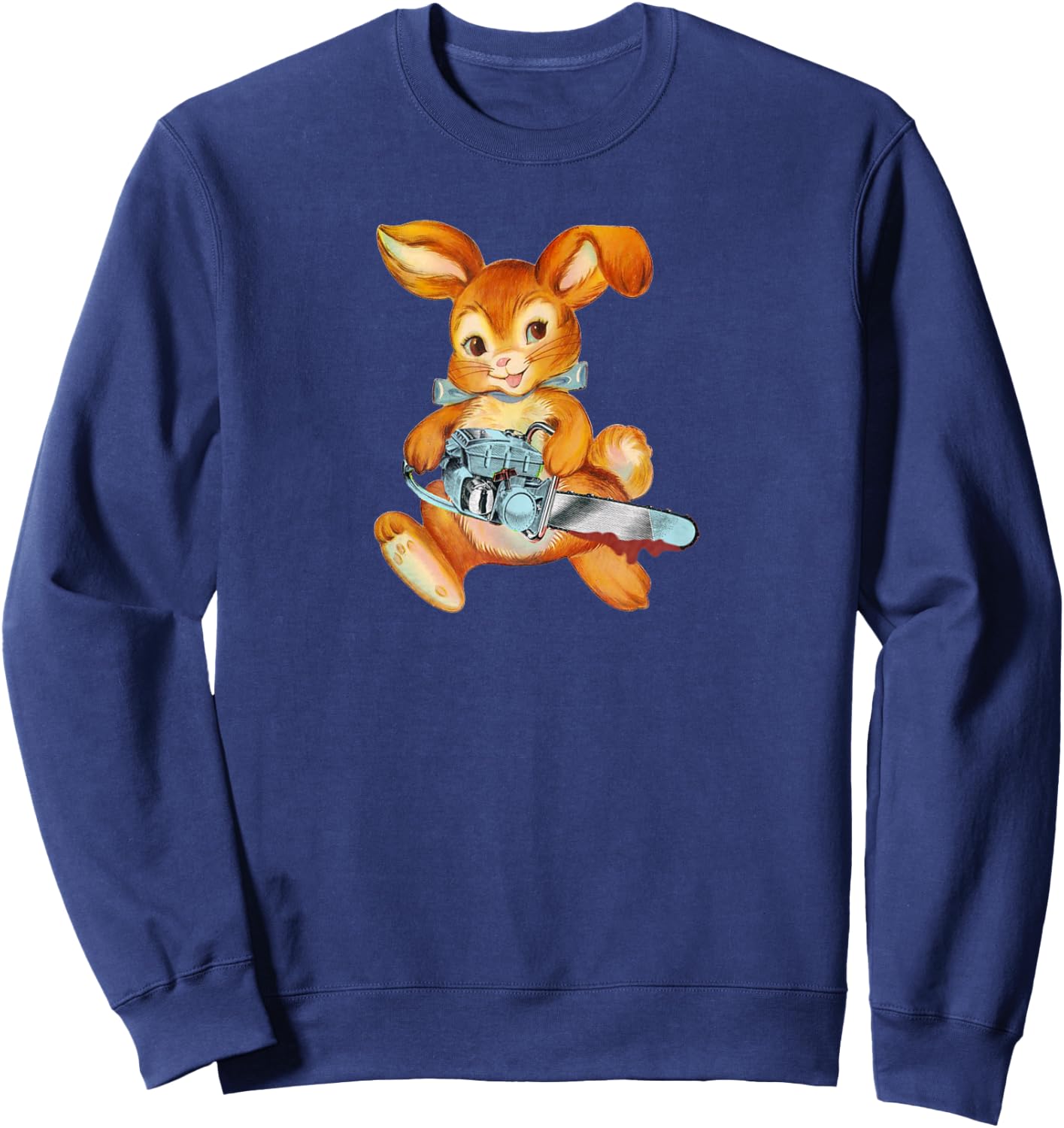 Chainsaw Bunny: Vintage-Inspired Dark Humor Sweatshirt - Sweatshirt | Navy