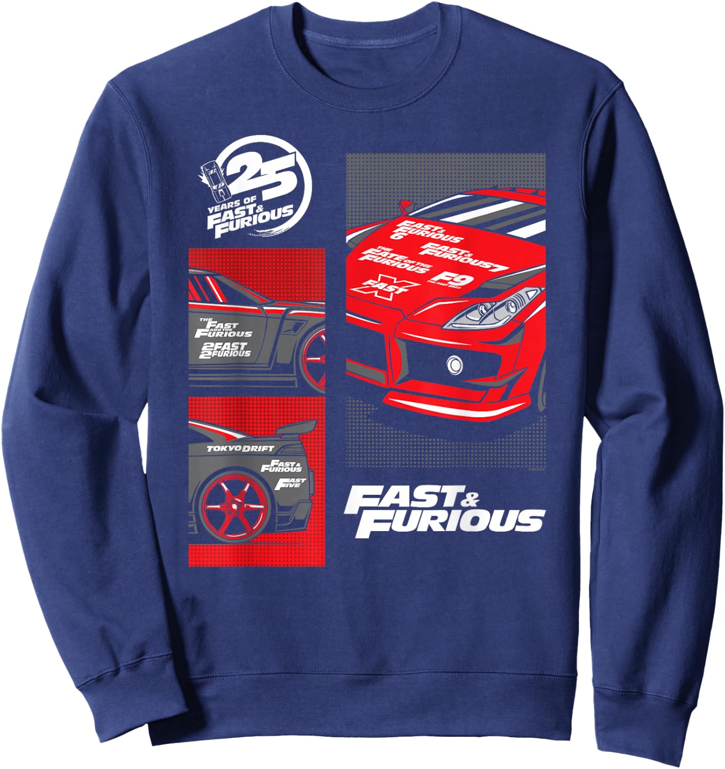 Fast & Furious 25th Anniversary Car Montage Sweatshirt - Sweatshirt | Navy