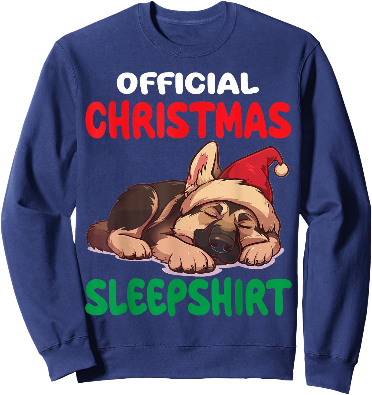 Cute German Shepherd Dog Official Christmas Sleepshirt Sweatshirt - Sweatshirt | Navy