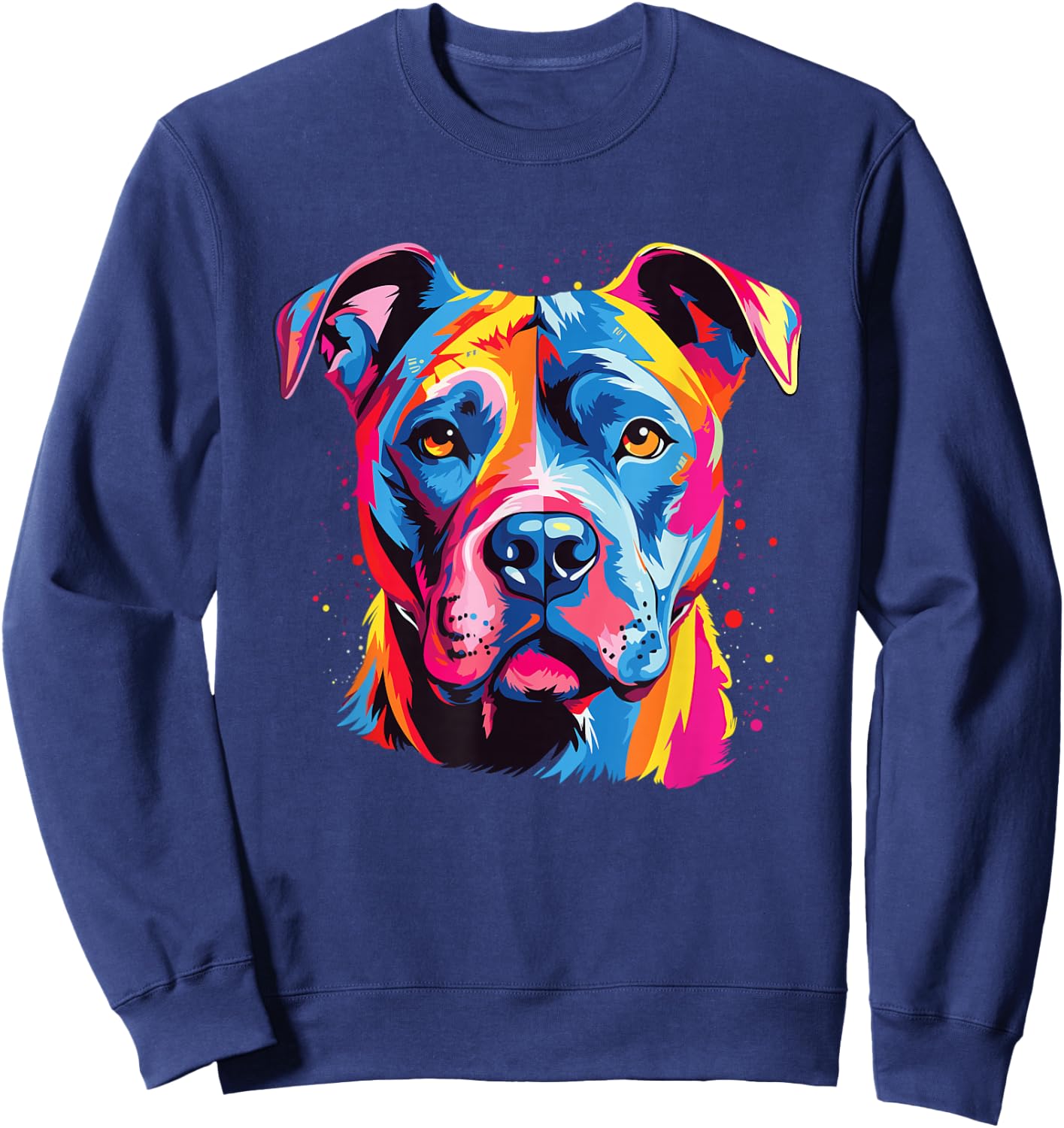 Watercolor Colorful American Pit Bull Terrier Dog Sweatshirt - Sweatshirt | Navy
