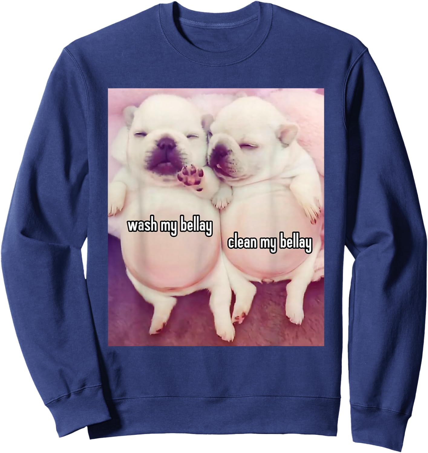 Pibble Meme Wash My Belly Funny Two Pibbles Sweatshirt - Sweatshirt | Navy