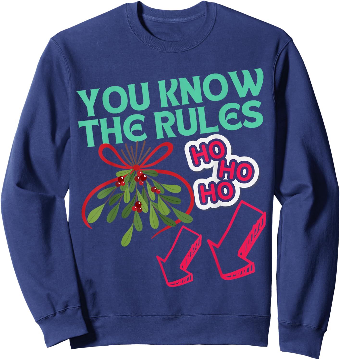 Funny Christmas Mistletoe Below The Belt Sexy Adult Humor Sweatshirt - Sweatshirt | Navy