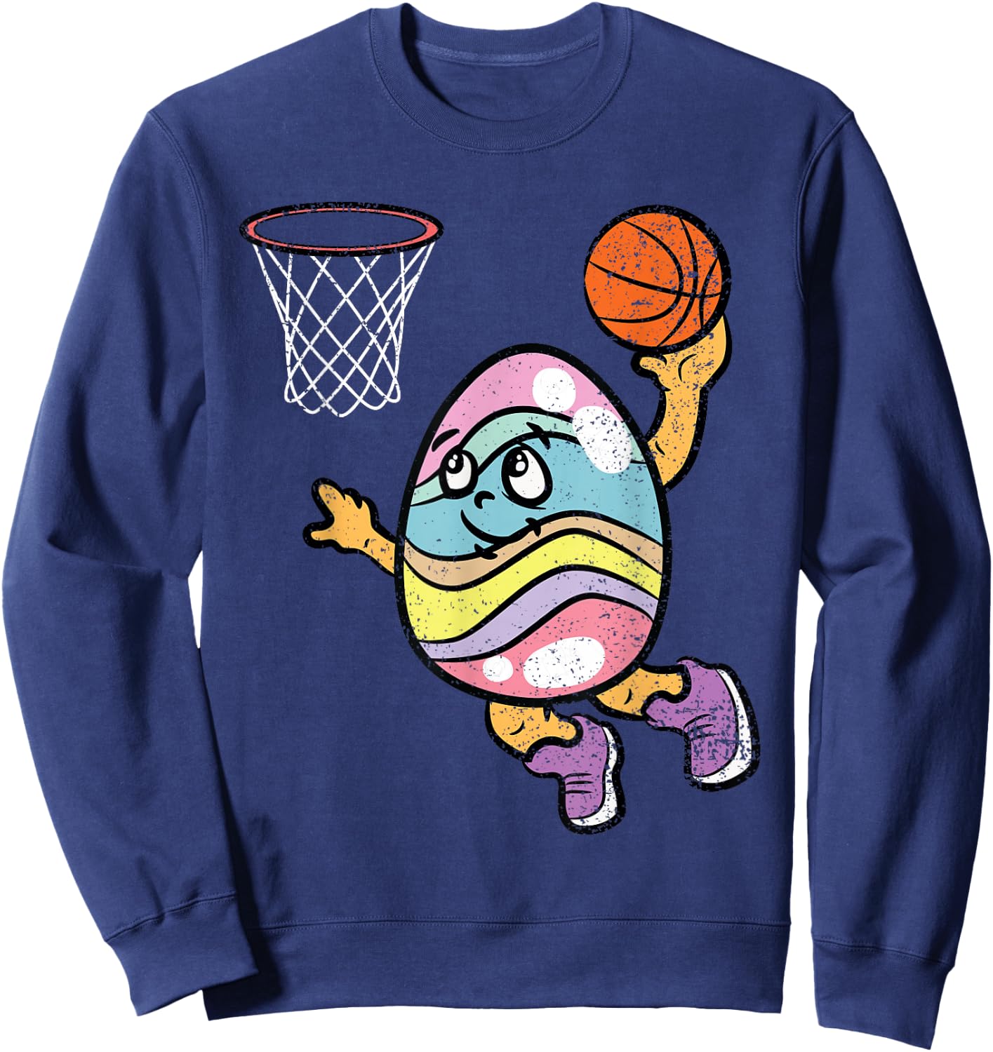 Easter Egg Basketball Player Funny Spring Sport Men Boys Sweatshirt - Sweatshirt | Navy