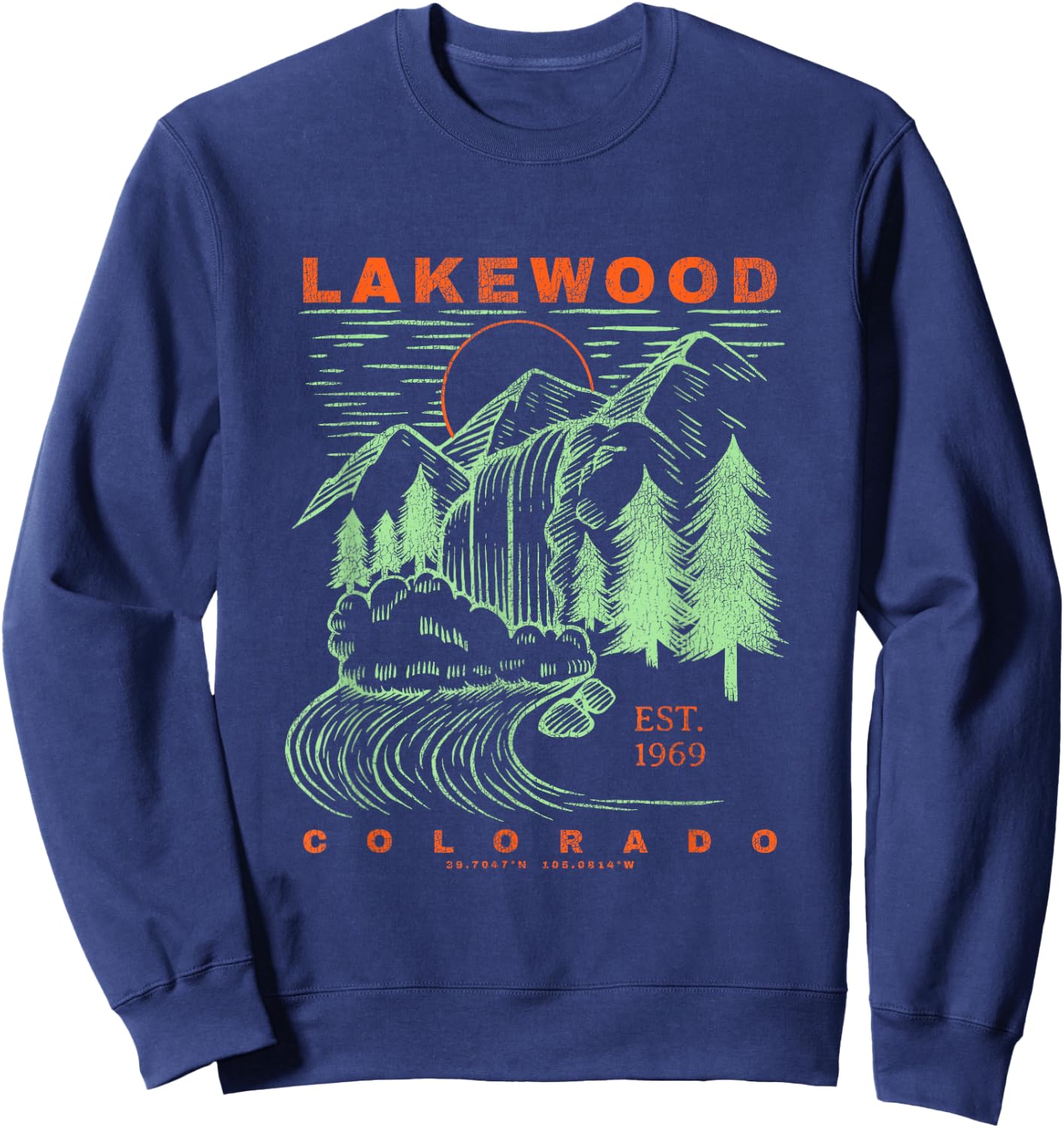 Lakewood Colorado Cool Travel Souvenir Rustic Lakewood Sweatshirt - Sweatshirt | Navy