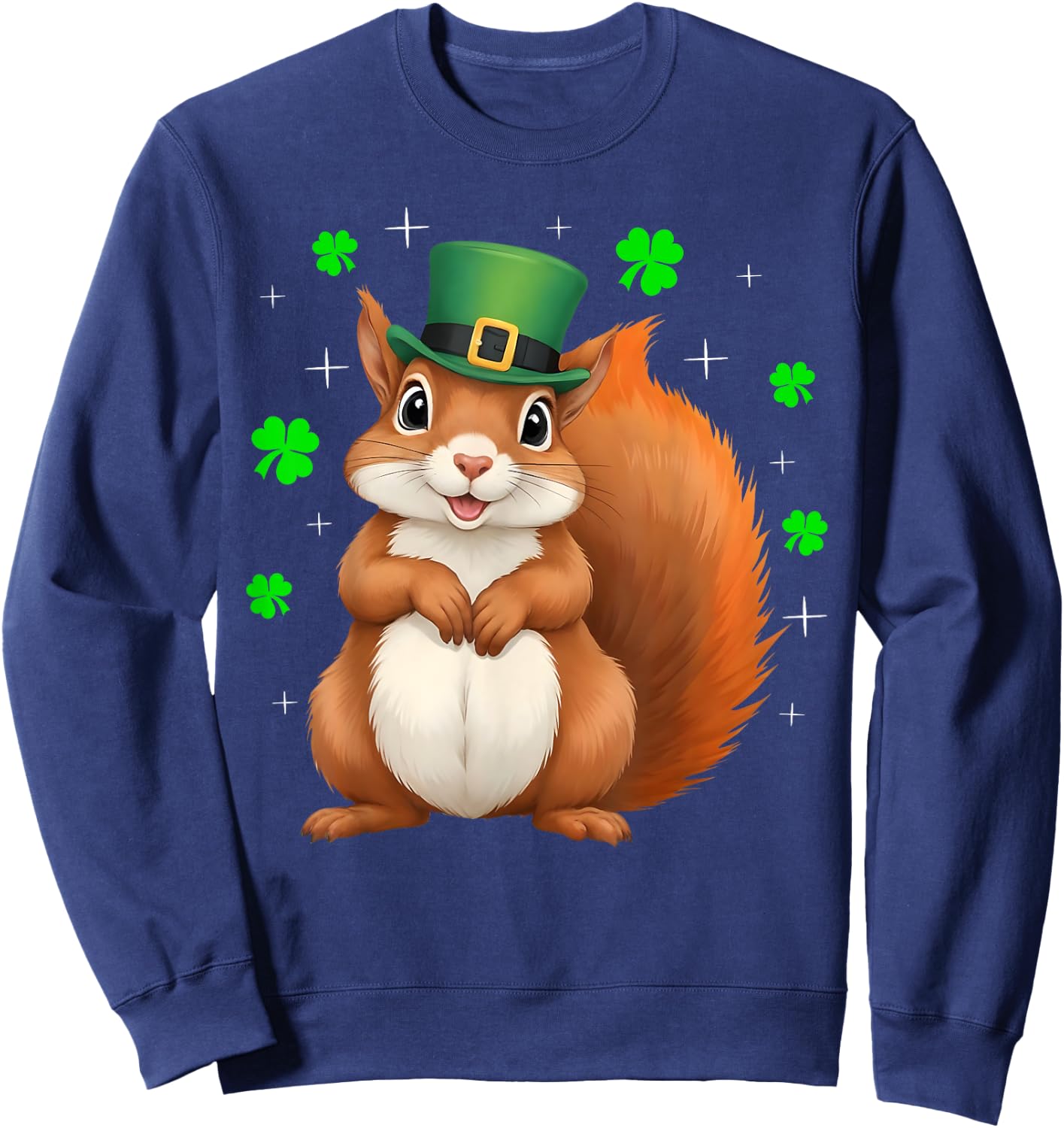 Irish Shamrock Leprechaun Hat Squirrel St Patrick's Day Sweatshirt - Sweatshirt | Navy