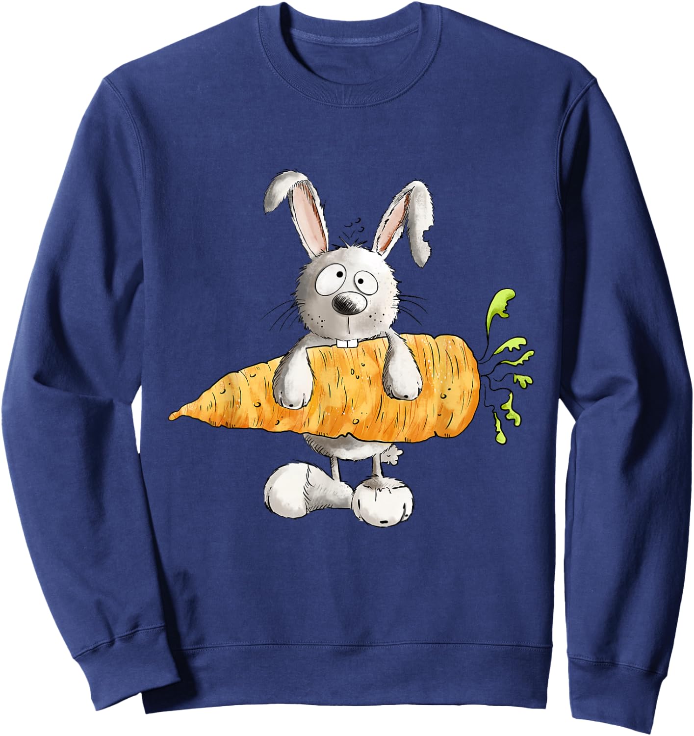 Rabbit Mit Carrot I Rabbit Motif Fun Bunny , black Sweatshirt - Sweatshirt | Navy