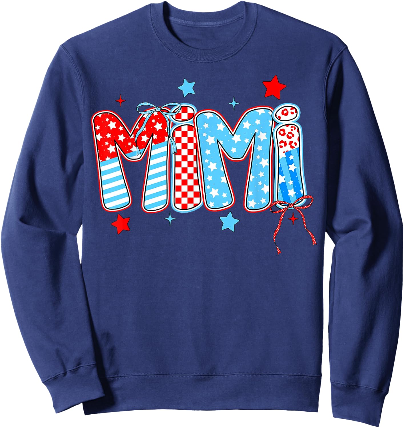 Cute 4th of July MiMi Checkered Memorial Day Sweatshirt - Sweatshirt | Navy