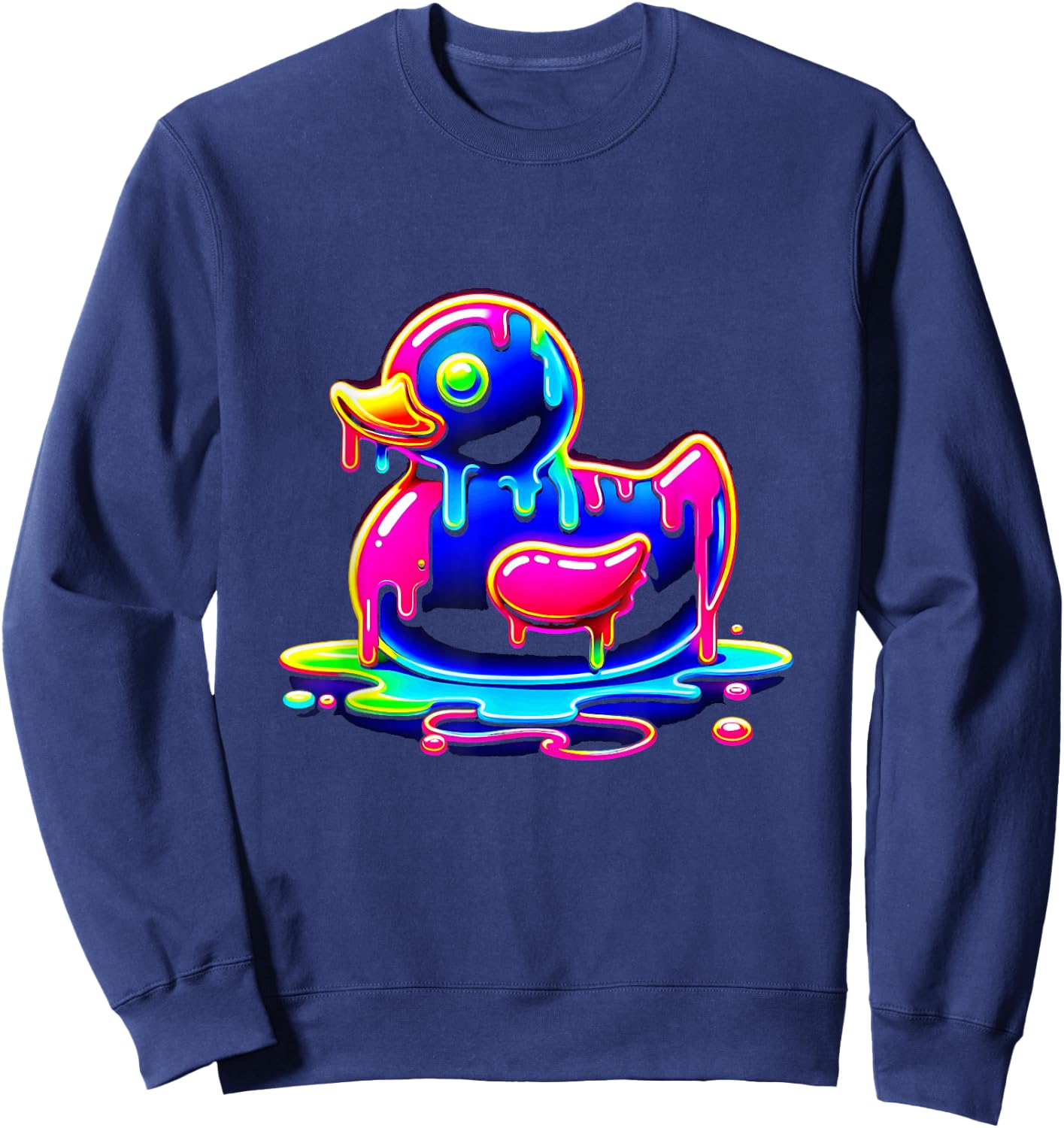 Rubber Duck Ice Cream Drippy Melting liquid Colorful Sweatshirt - Sweatshirt | Navy