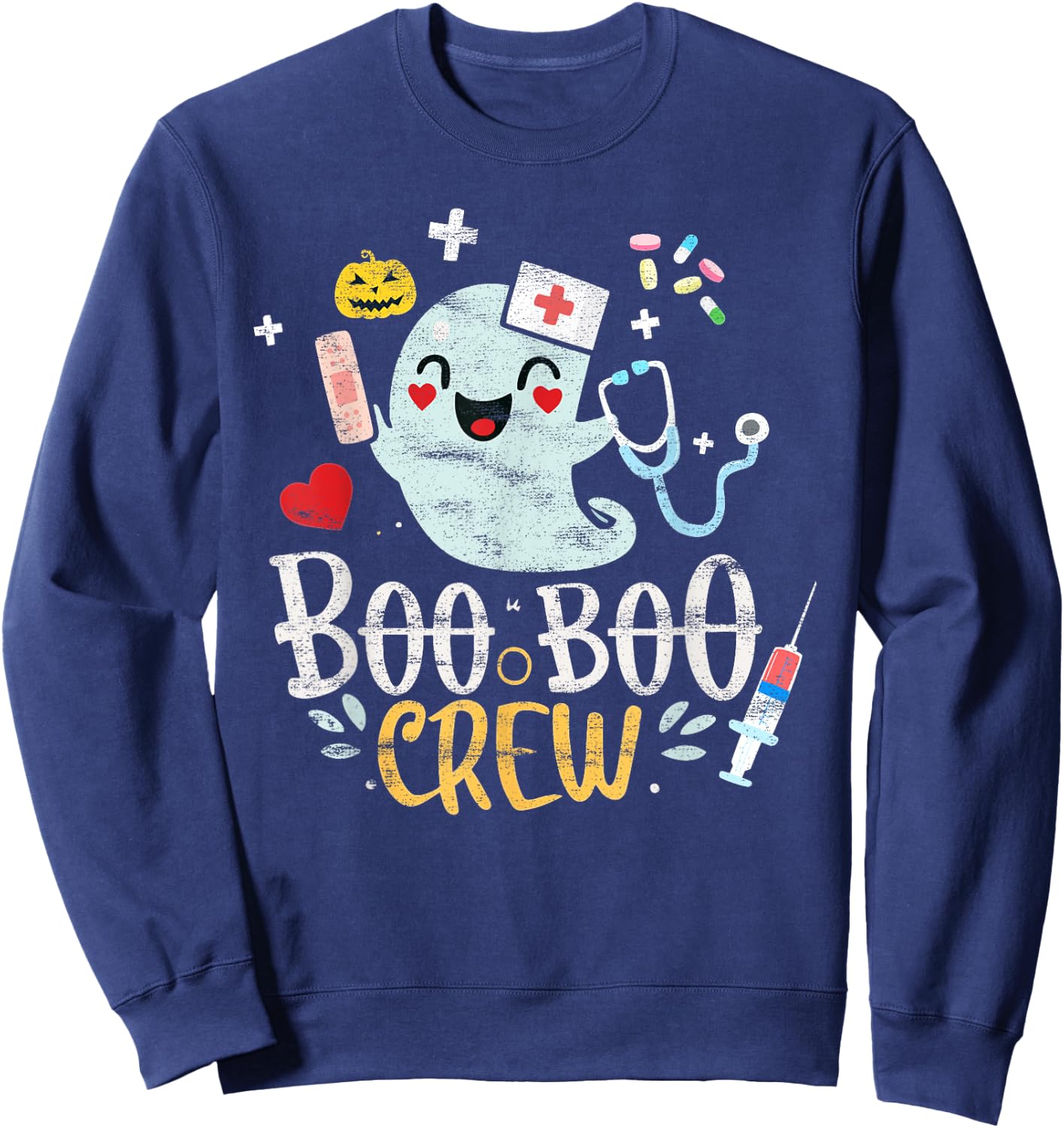 Boo Boo Crew - Doctor Halloween Costume Nurse Ghost Sweatshirt - Sweatshirt | Navy