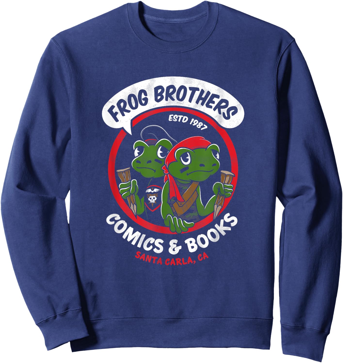 Frog Brothers Comics & Books - Vintage 80's Vampire Horror Sweatshirt - Sweatshirt | Navy