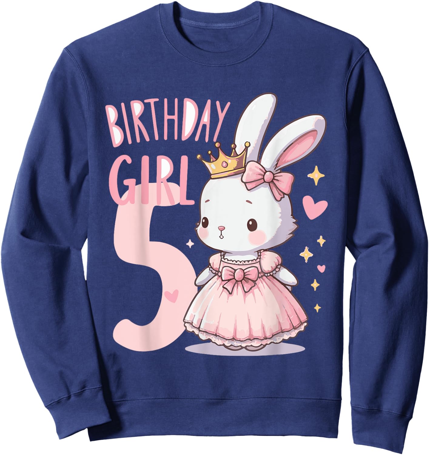 Rabbit Princess Children's Birthday 5 Years Girl Pink Sweatshirt - Sweatshirt | Navy