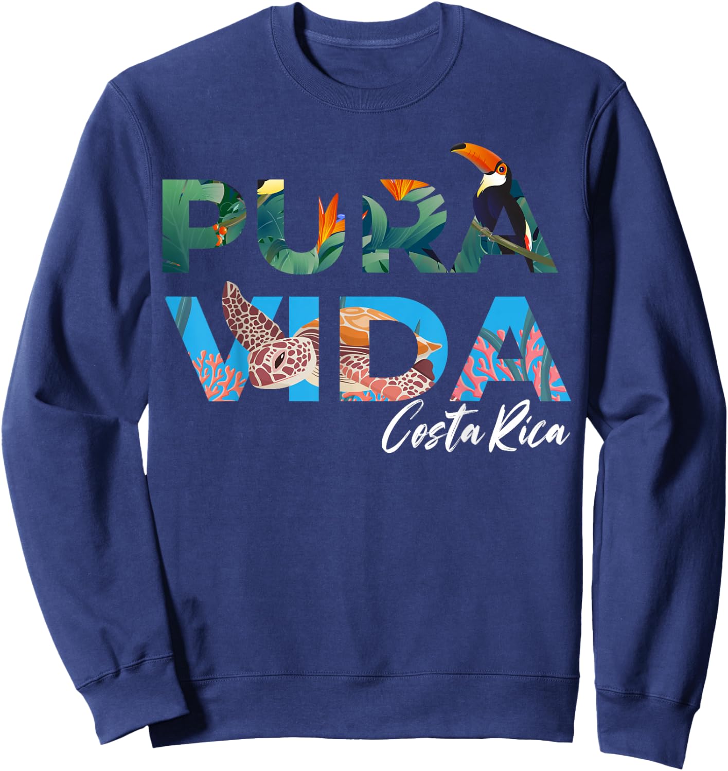 Costa Rica Pura Vida - Costa Ricans , Black, S Sweatshirt - Sweatshirt | Navy