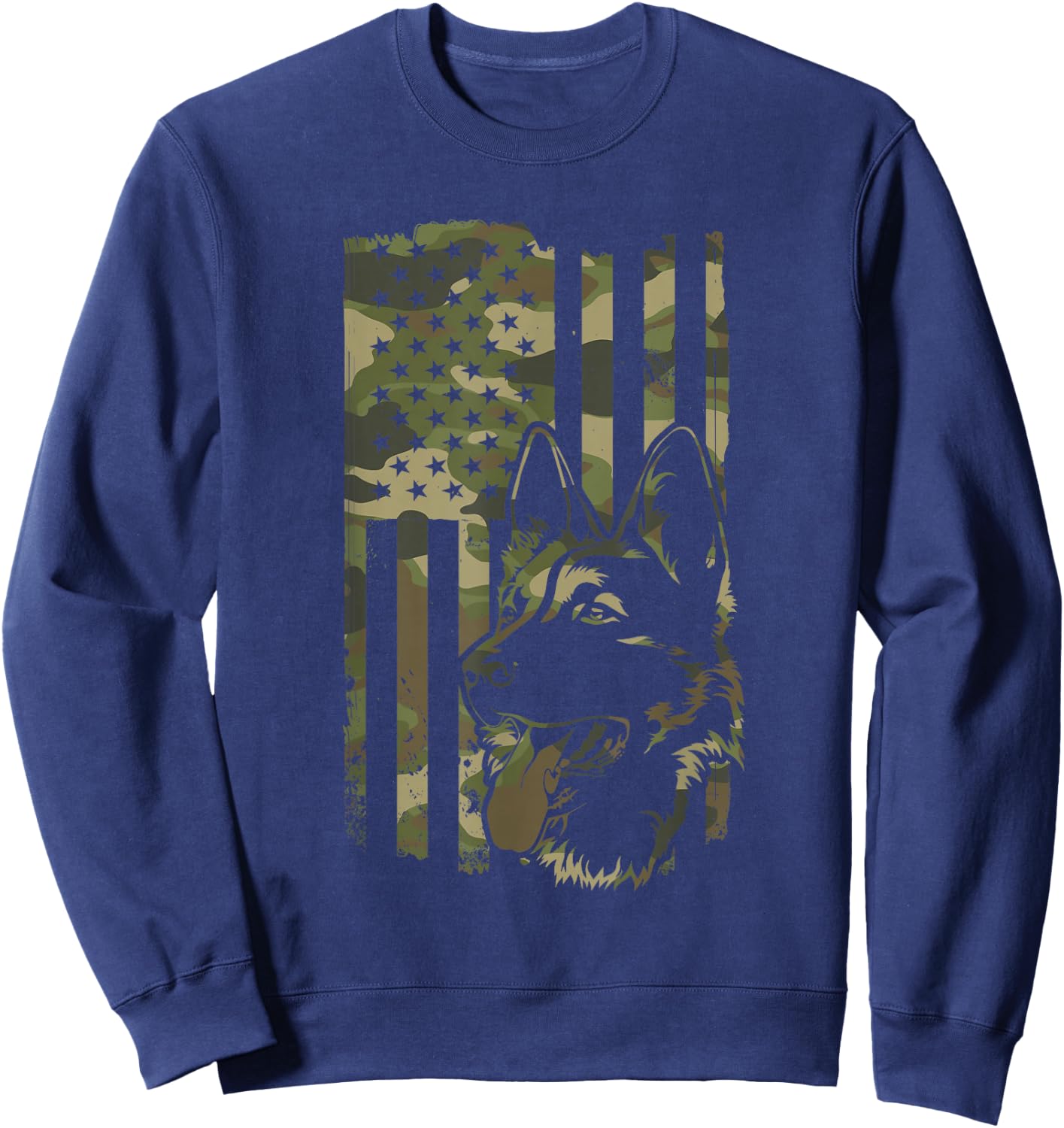 German Shepherd Dog - Dog Lover Shepherd USA Flag 4th July Sweatshirt - Sweatshirt | Navy