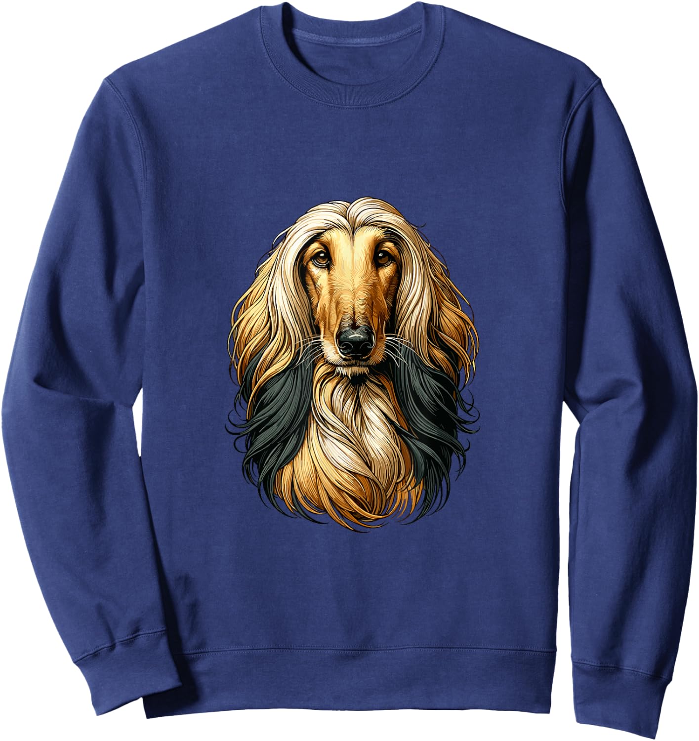 Dog Face - Afghan Greyhound , Black, S Sweatshirt - Sweatshirt | Navy