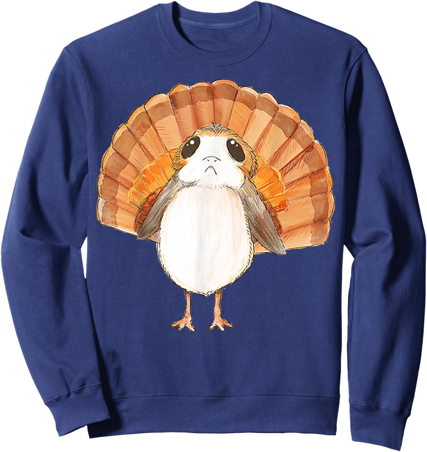 Star Wars Porg Turkey Thanksgiving Feathers Graphic Sweatshirt - Sweatshirt | Navy