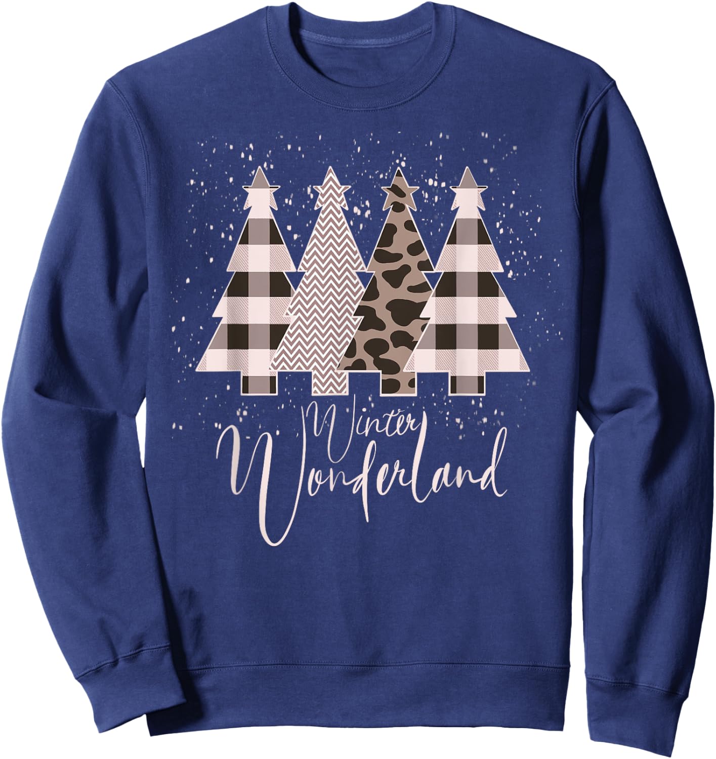 Home State Design Company Winter Wonderland Christmas Tree Buffalo Plaid Leopard Sweatshirt - Sweatshirt | Navy