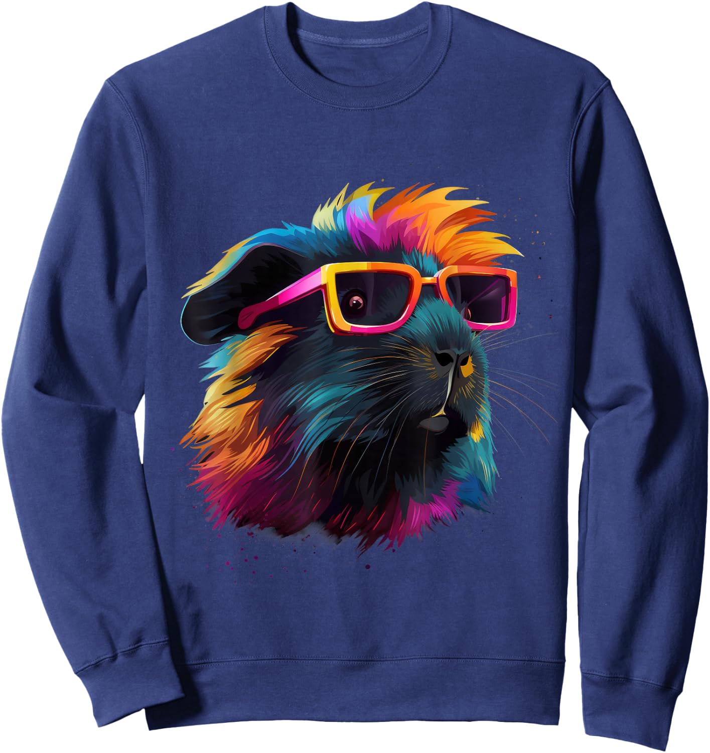 Guinea Pig Lovers Colorful Pop Art Guinea Pig Sweatshirt - Sweatshirt | Navy