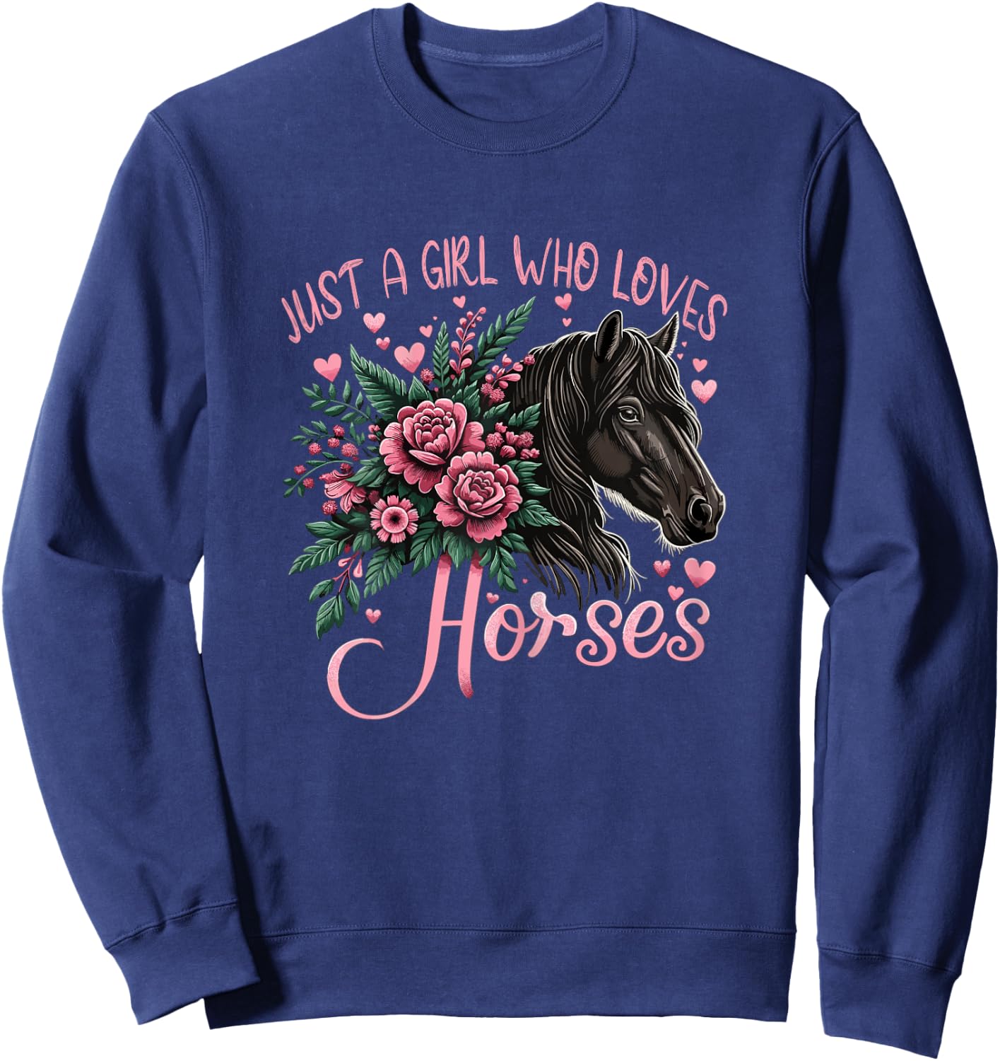 Just A Girl Who Loves Horses Vintage Horse Sweatshirt - Sweatshirt | Navy