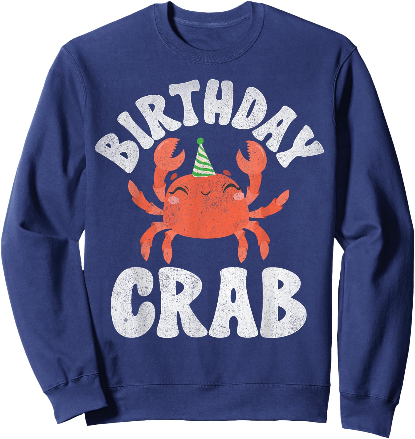 Crab Lover Gifts & Crab Party Decorations Crab Party Birthday - -Adults, Kids - Black - Short Sleeve - Small - - Cartoon Crab Pattern Sweatshirt - Sweatshirt | Navy
