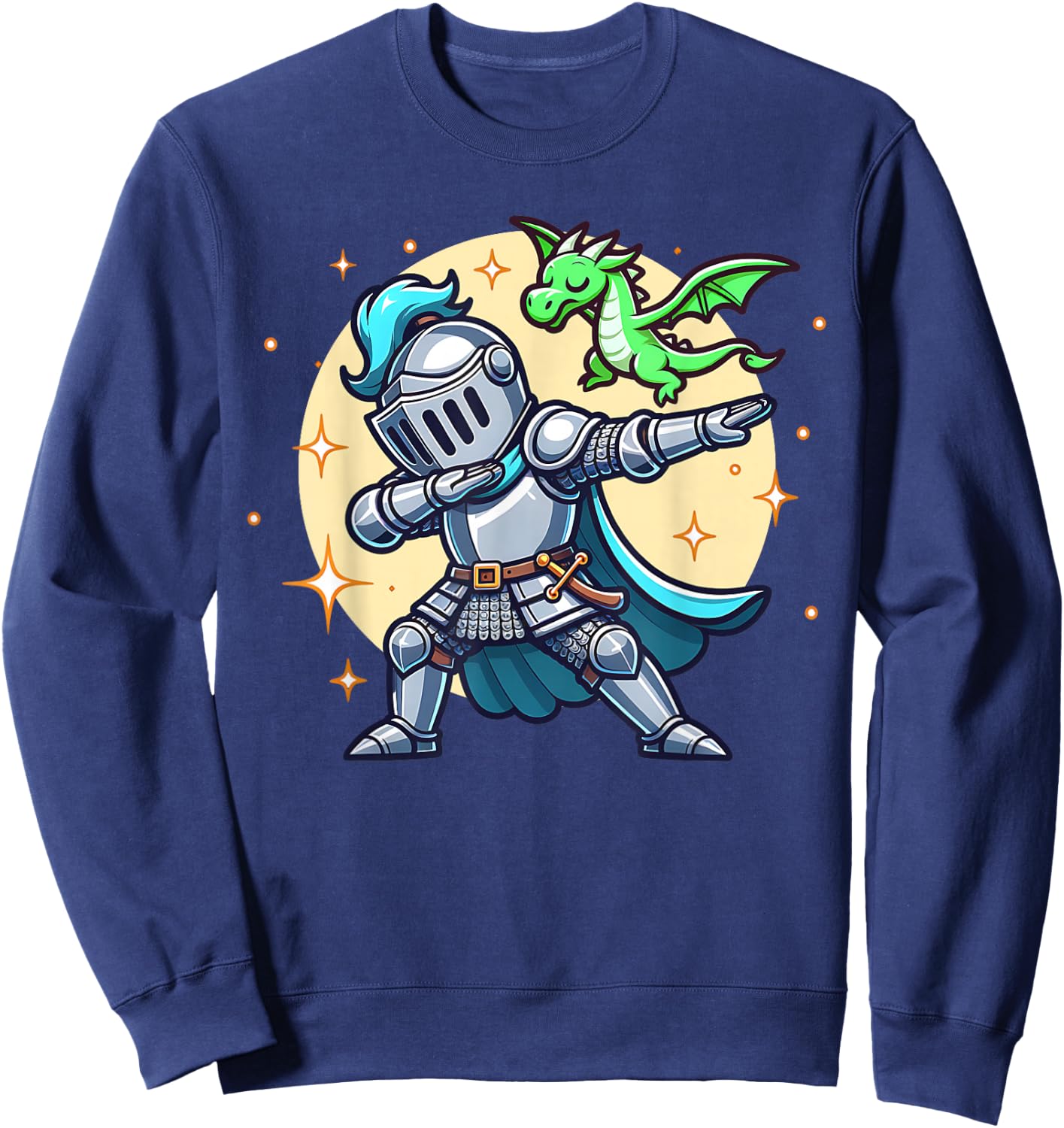 Ren Faire Dabbing Medieval Knight Dragon Funny Renaissance Sweatshirt - Sweatshirt | Navy