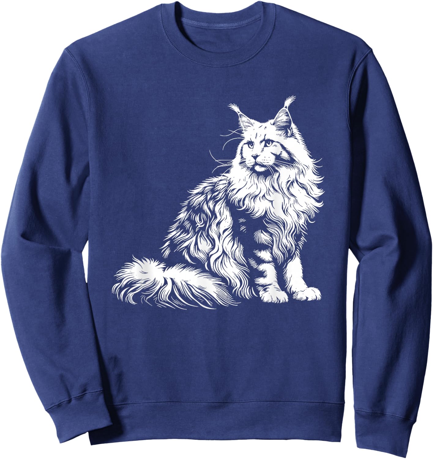 Cat Dad Mom Lover - Monochromatic Maine Coon , Black, S Sweatshirt - Sweatshirt | Navy