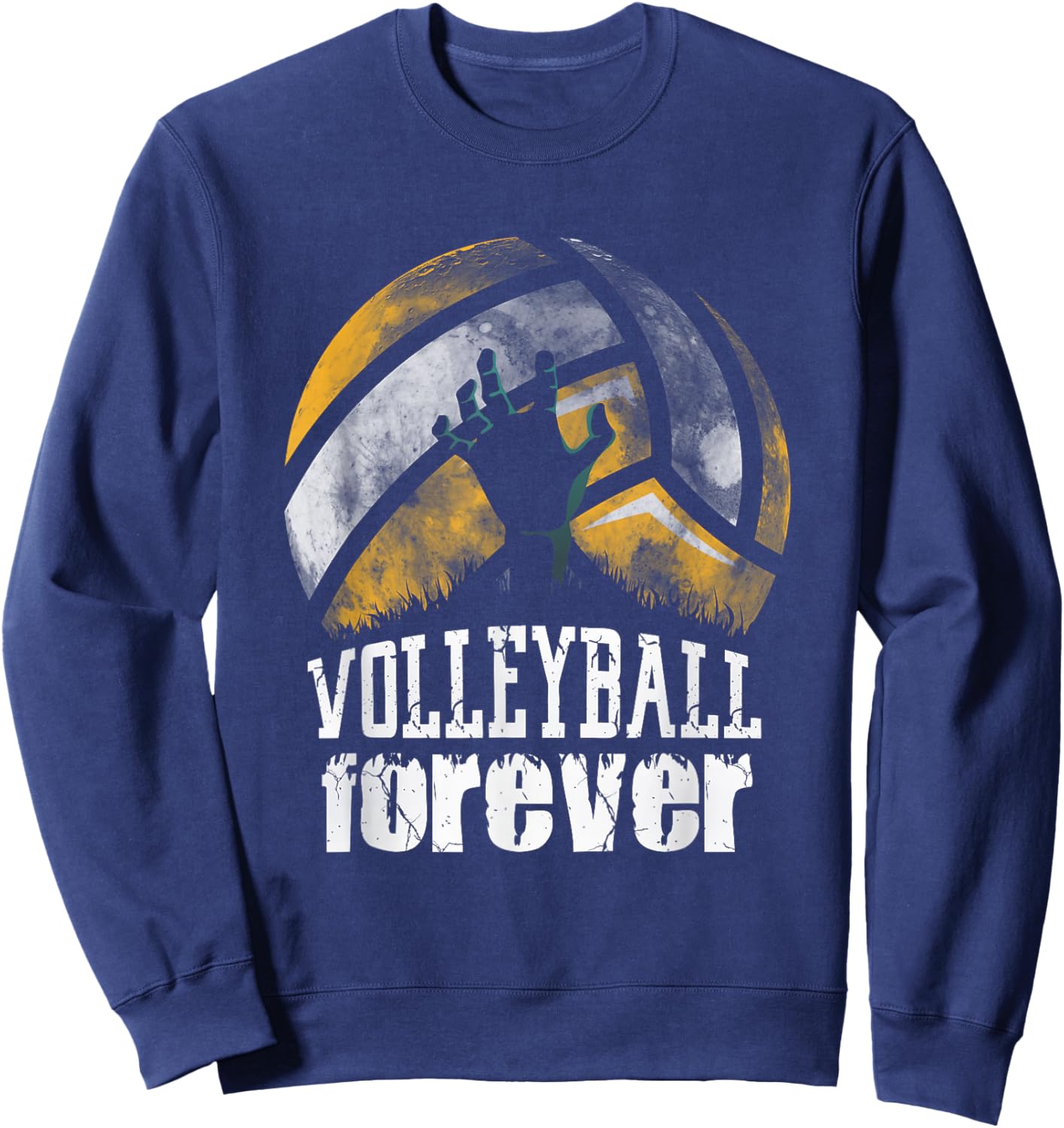 Volleyball Forever! Zombie Volleyball Player Halloween Sweatshirt - Sweatshirt | Navy