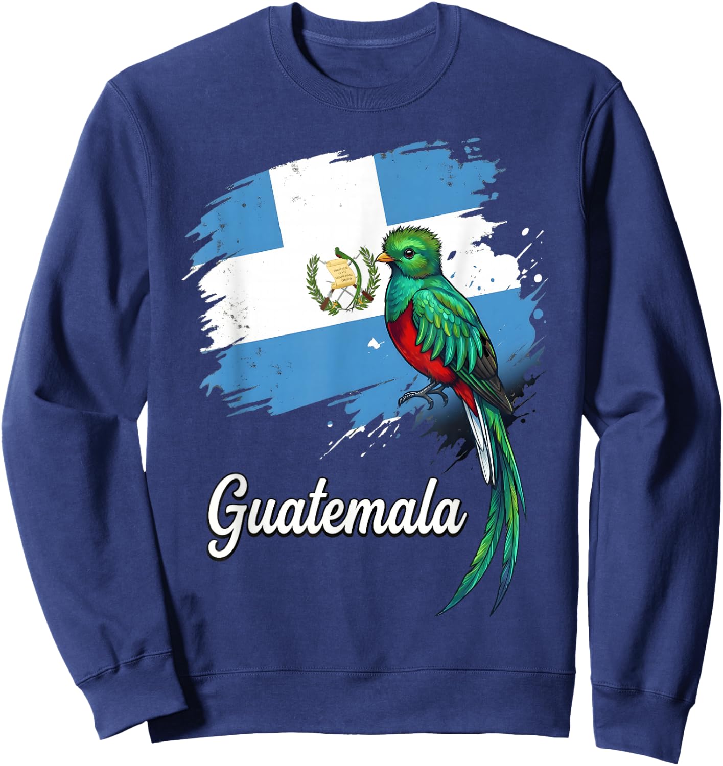 Guatemala Flag Quetzal Bird National Emblem Sweatshirt - Sweatshirt | Navy