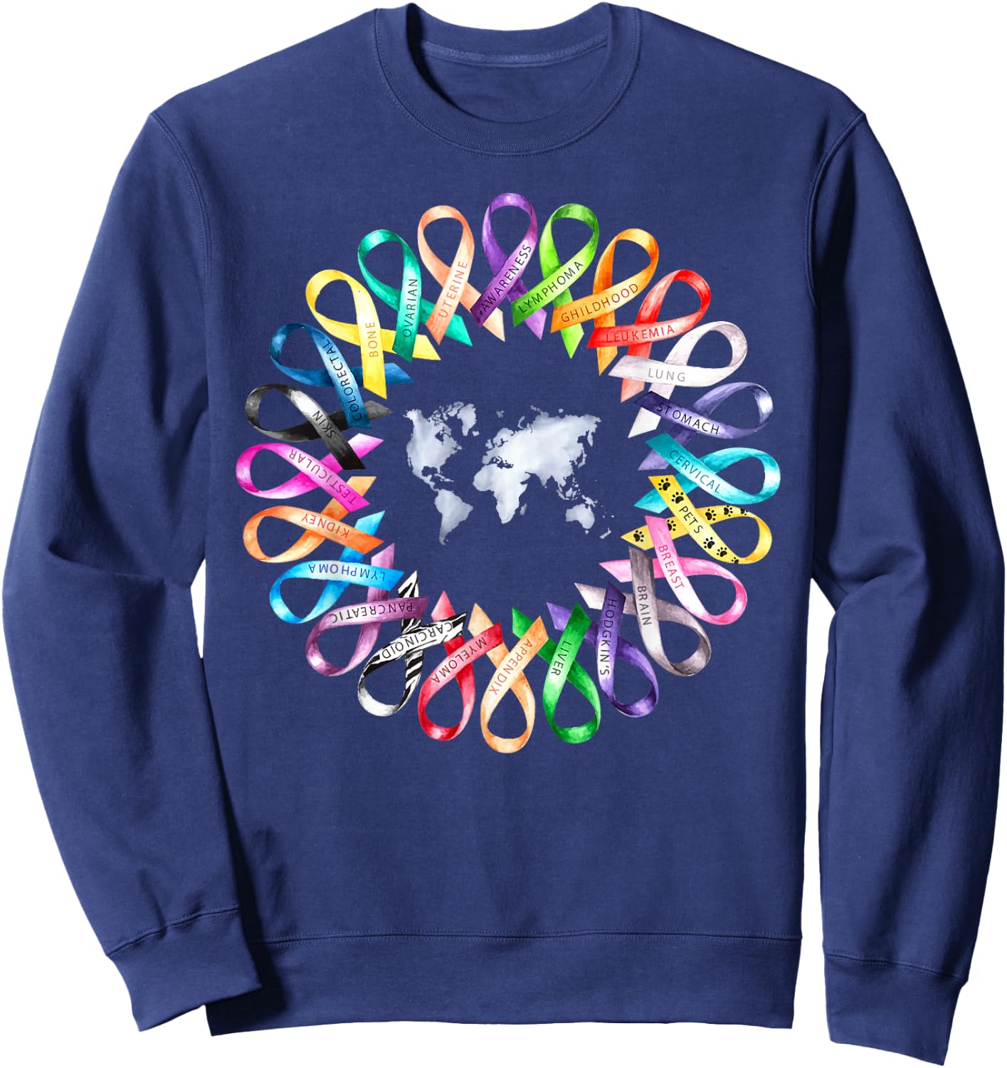 Cancer Sucks In Every Color Shirt Caner Ribbon Colors Sweatshirt - Sweatshirt | Navy