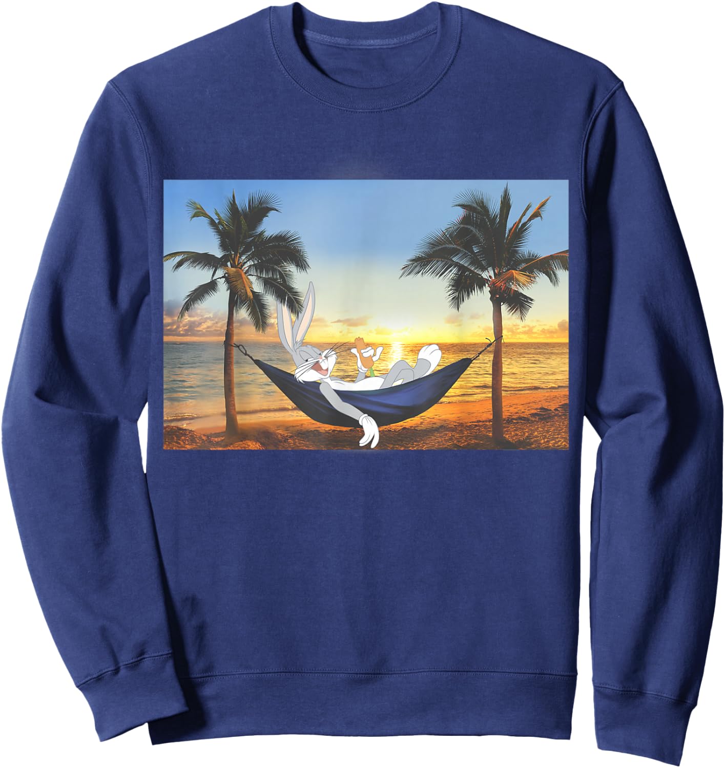Looney Tunes Bugs Bunny Sunset Hammock Portrait Sweatshirt - Sweatshirt | Navy