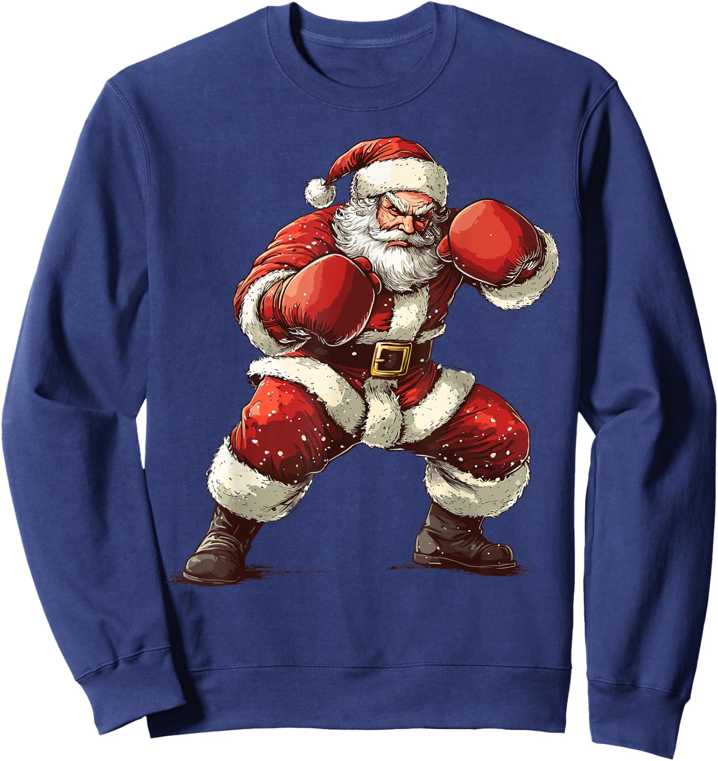 Santa Boxing Xmas MMA Muay Thai Lover Boxer Christmas Sweatshirt - Sweatshirt | Navy