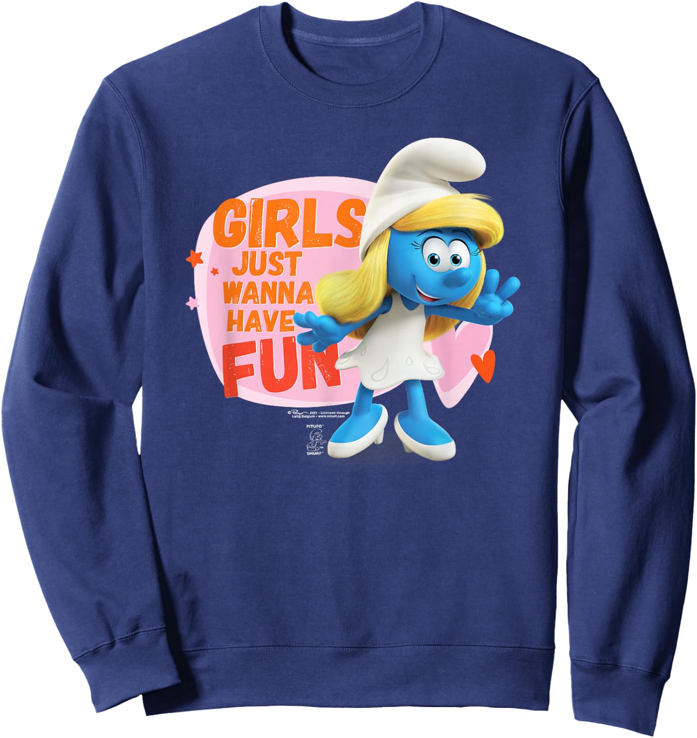 The Smurfs Smurfette Girls Just Wanna Have Fun Sweatshirt - Sweatshirt | Navy