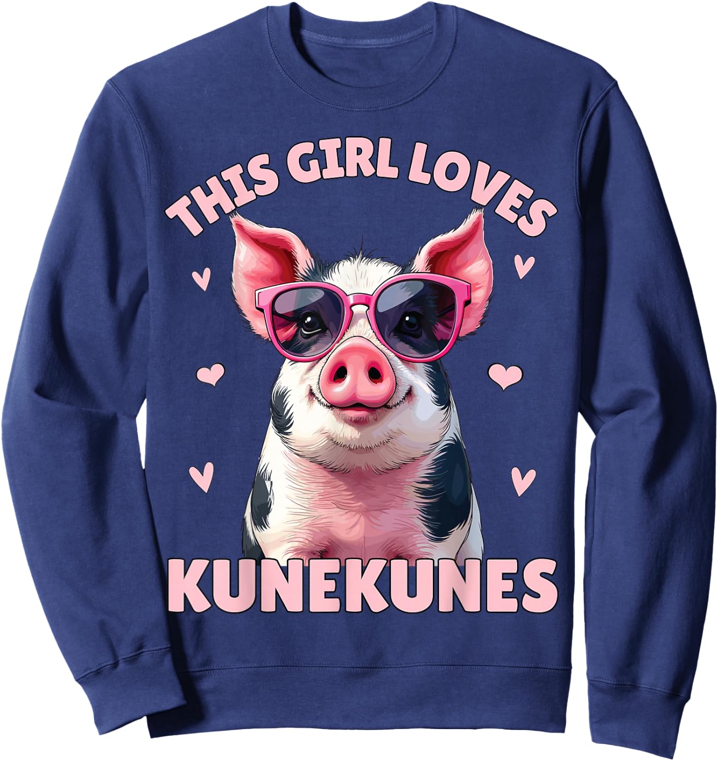 KuneKune Pig, This Girl Loves KuneKunes, Kunekune Pig Sweatshirt - Sweatshirt | Navy
