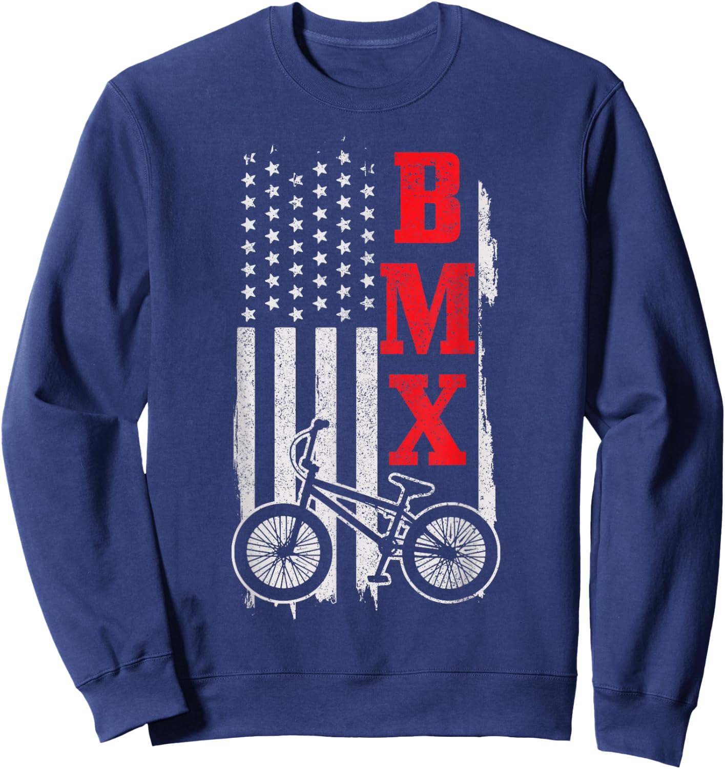 BMX American Flag Patriotic Bike Sweatshirt - Sweatshirt | Navy