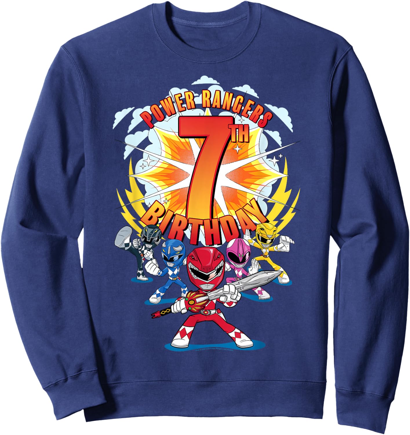 Power Rangers Awesome 7th Birthday Mini Action Shot Sweatshirt - Sweatshirt | Navy