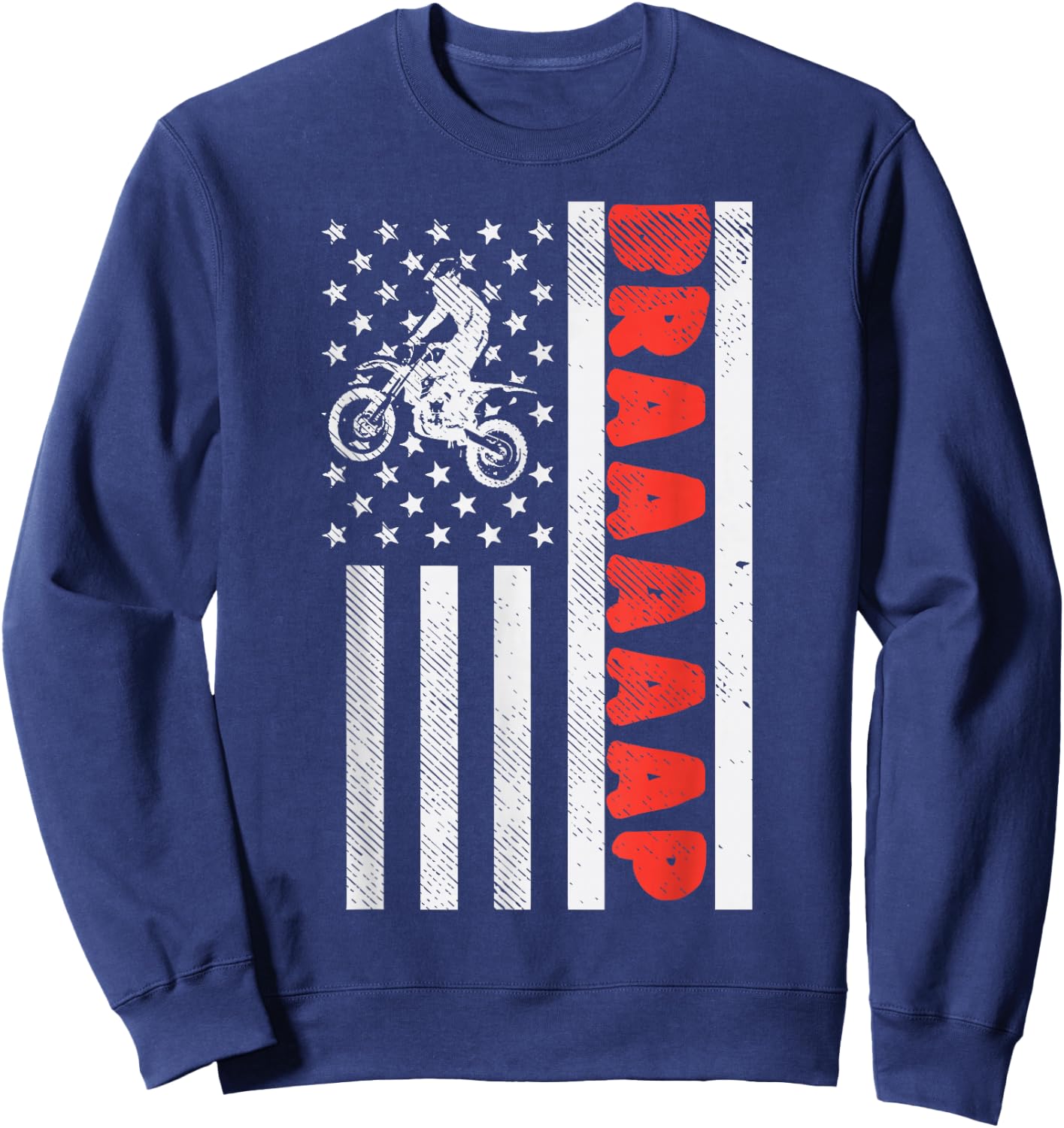 Dirt Bike American Flag Brap Motocross Motorcycle Race Gift Women Kids Men Sweatshirt - Sweatshirt | Navy