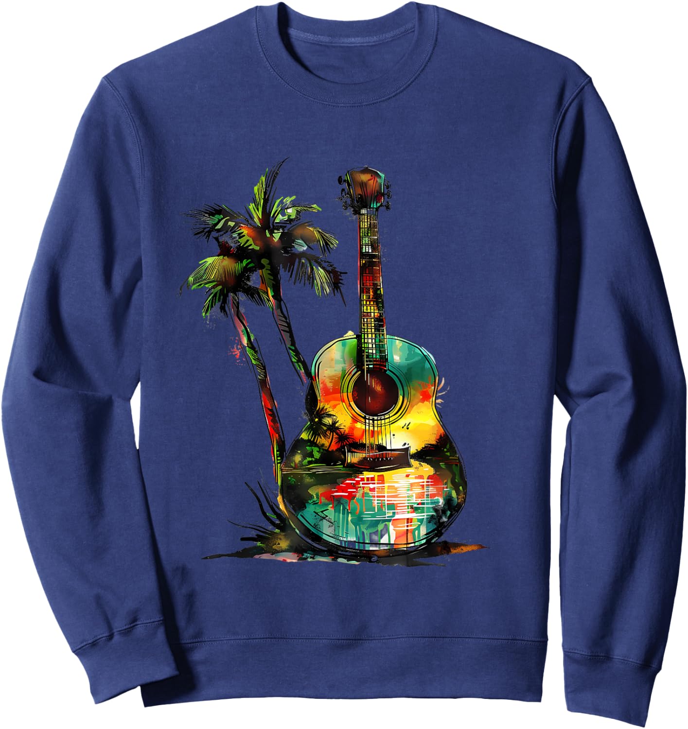 Rasta Reggae Guitar Rastafari Roots Jamaican Music Sweatshirt - Sweatshirt | Navy