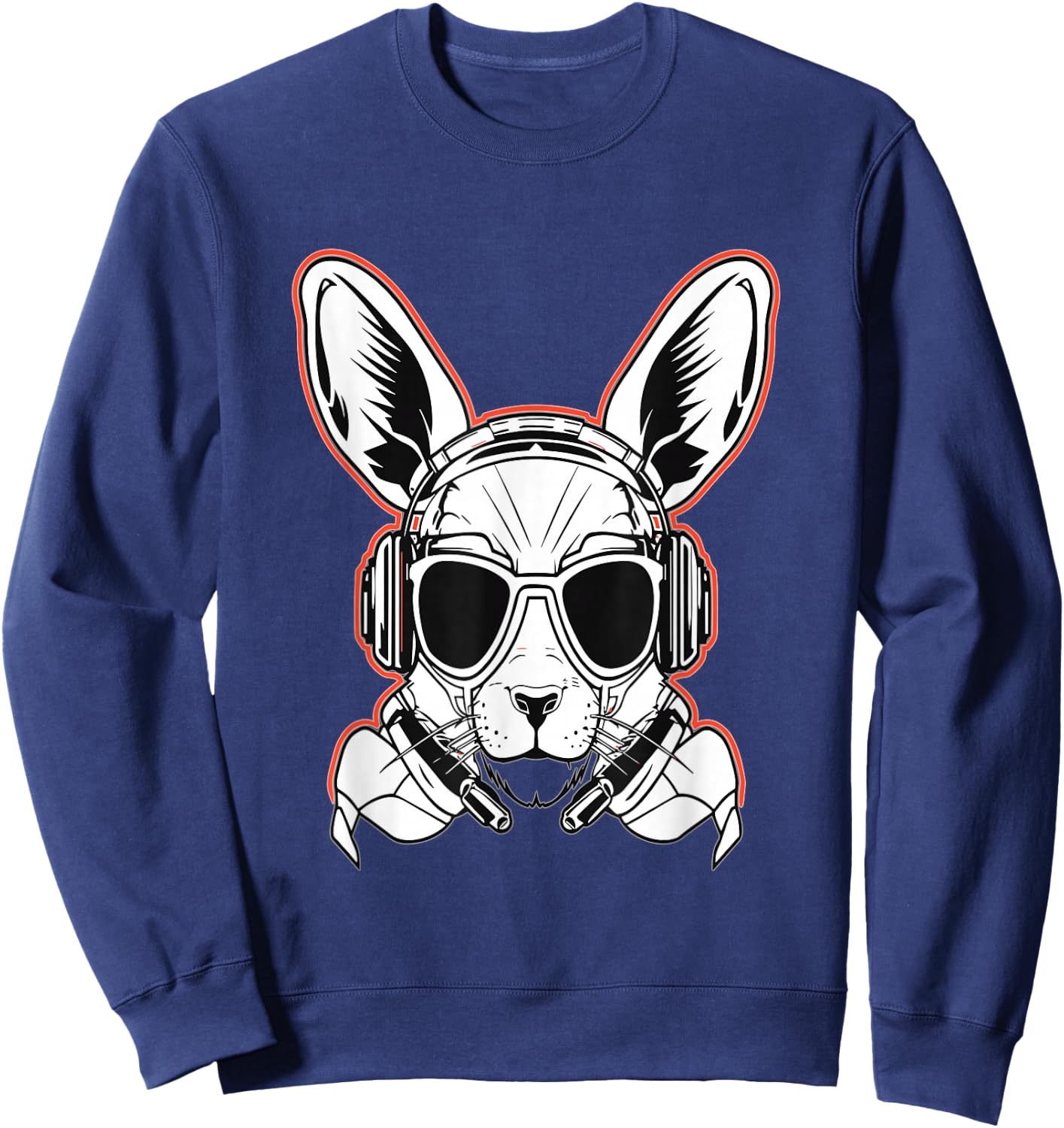 Rave Bunny Cyberpunk Rabbit DJ Rave Sweatshirt - Sweatshirt | Navy